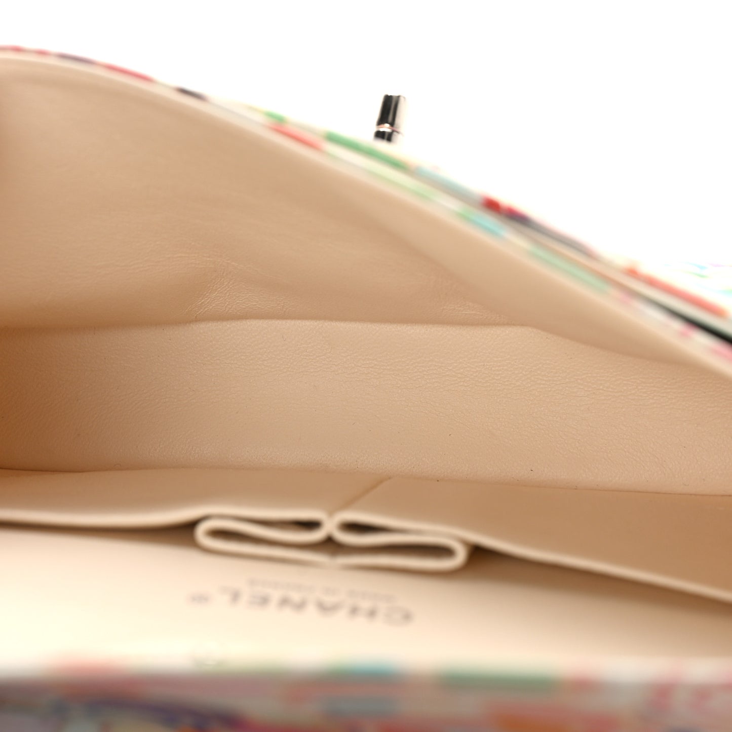 Patent Calfskin Printed Quilted Medium Double Flap Multicolor