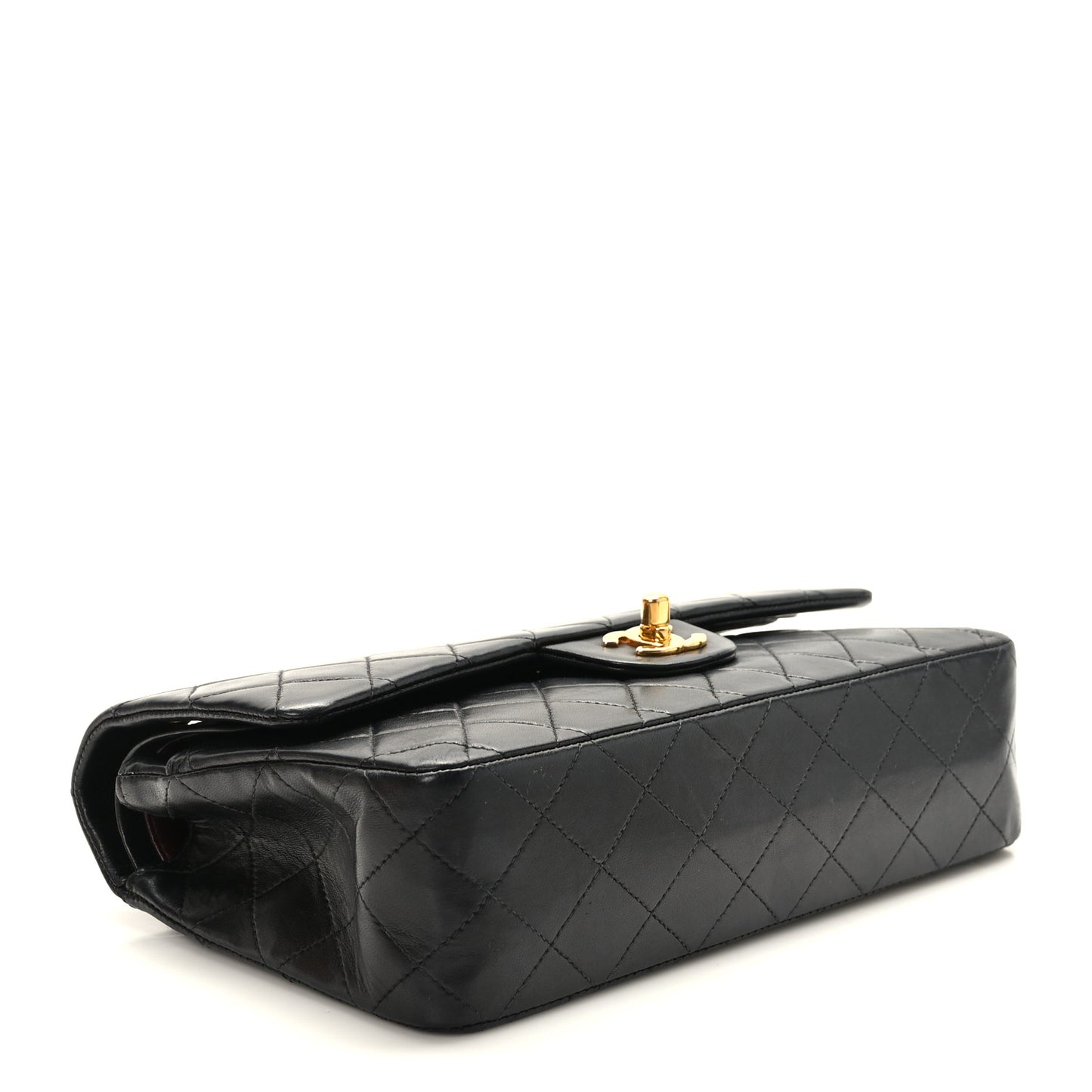 Lambskin Quilted Medium Double Flap Black