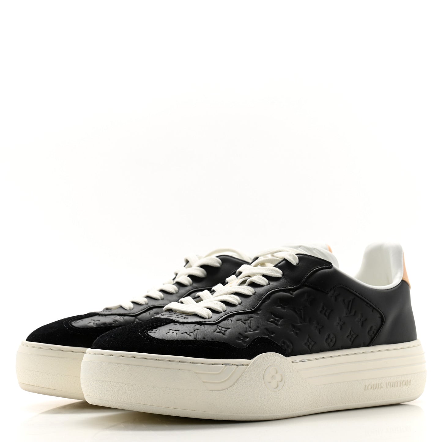 Calfskin Embossed LV Groovy Platform Sneakers 38 Black