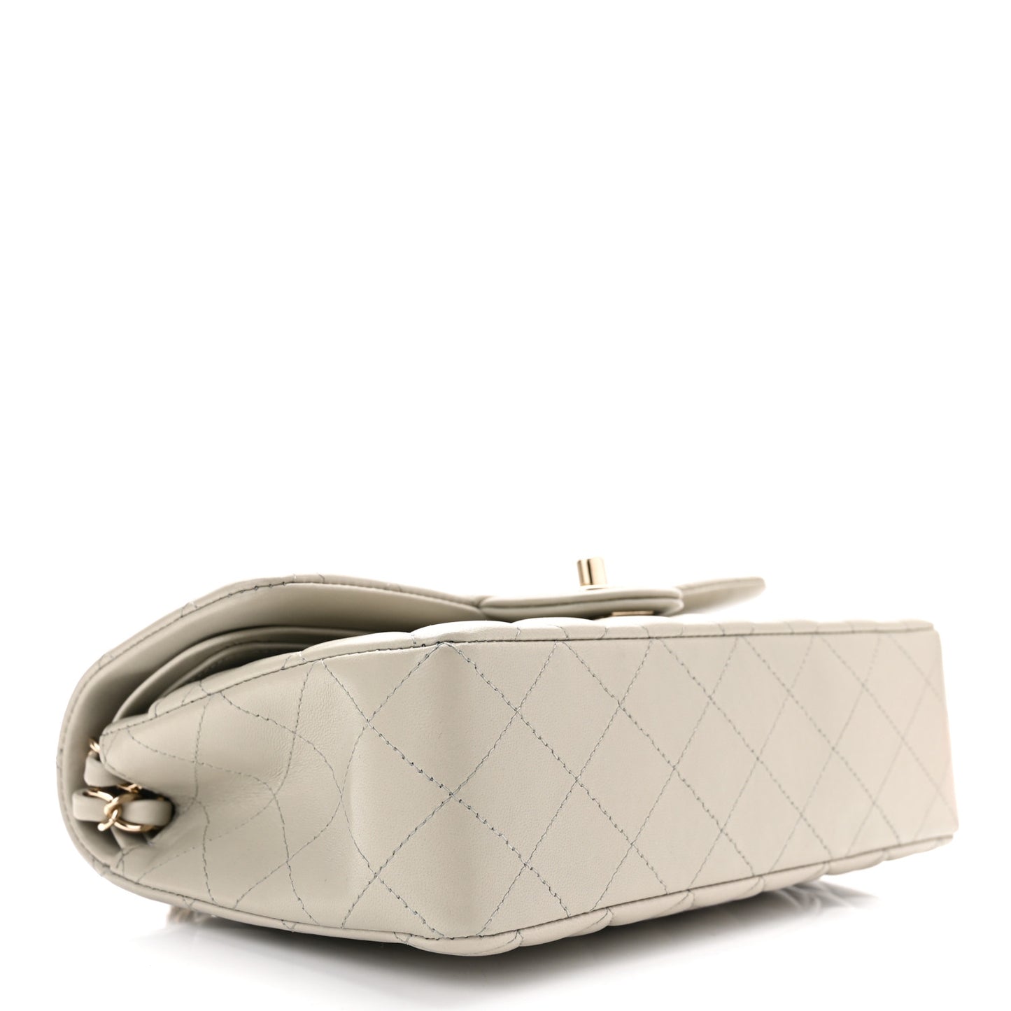 Lambskin Quilted Small Double Flap Grey