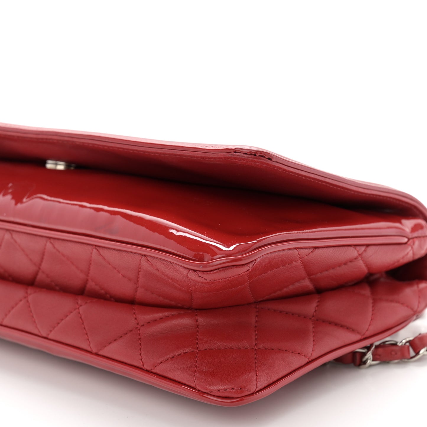 Patent Lipstick Wallet on Chain Red