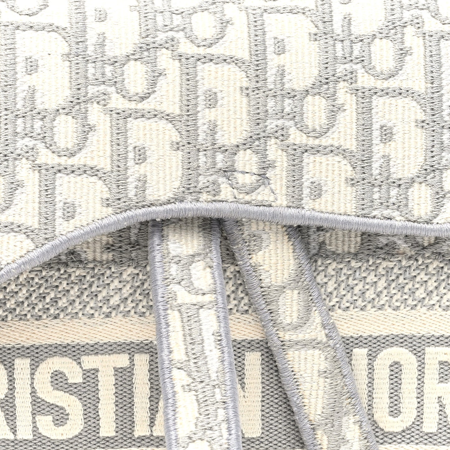 Oblique Embroidered Saddle Bag Gray