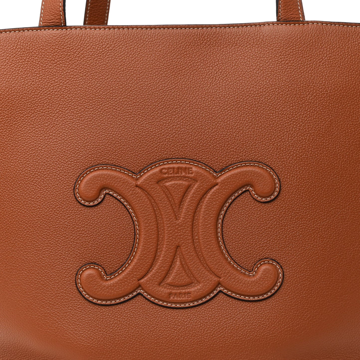 Grained Calfskin Triomphe Medium Cabas Anais Tan
