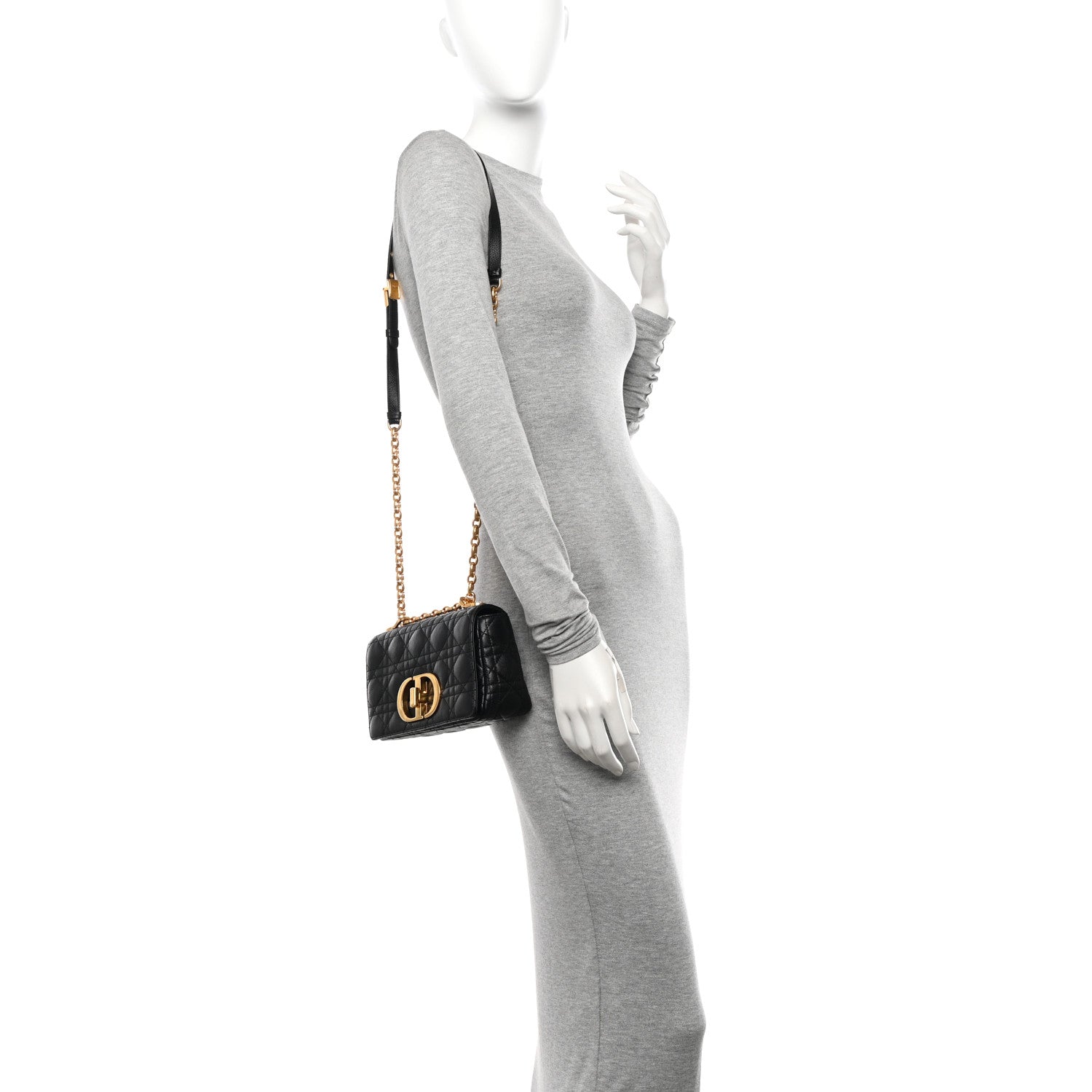 Christian Dior Calfskin Cannage Small Caro Bag Black 2 of 11