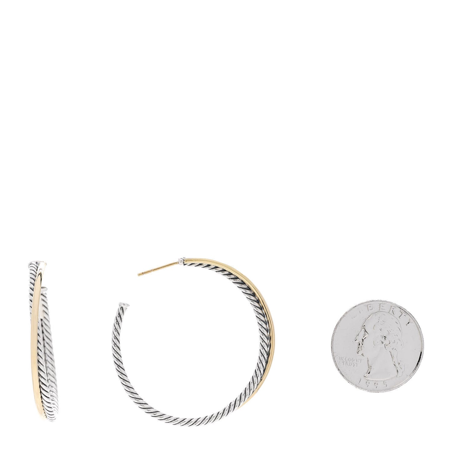 Sterling Silver 18K Yellow Gold 44mm Extra Large Crossover Cable Hoop Earrings