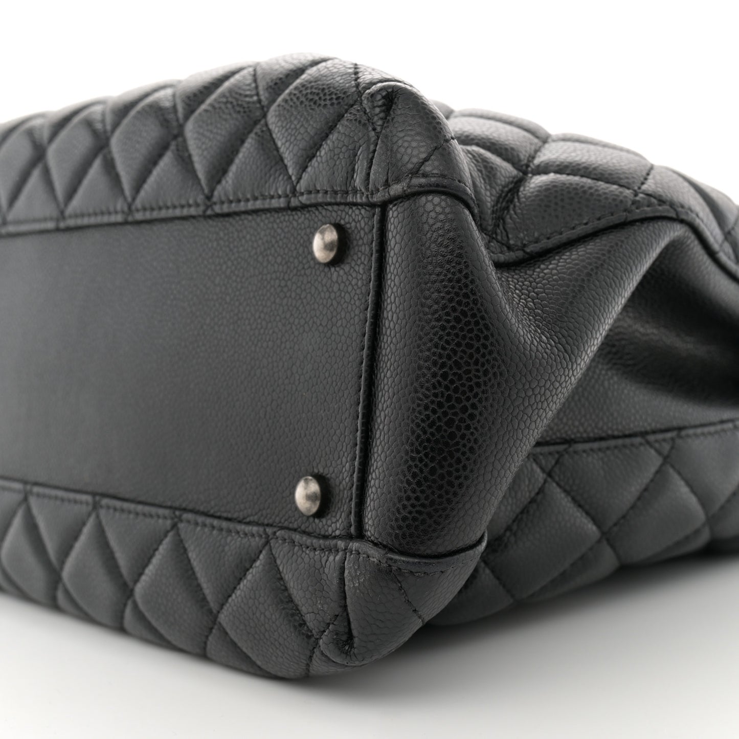 Caviar Quilted City Shopping Tote Black