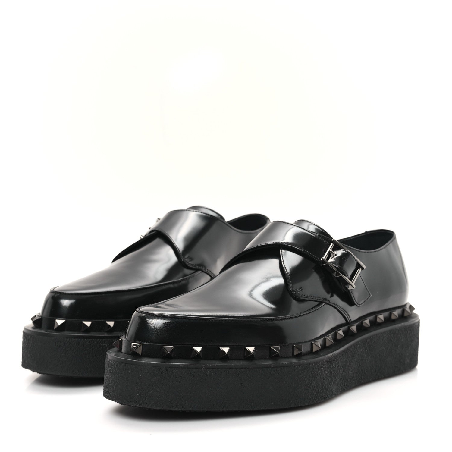 Valentino Garavani Calfskin Rockstud Mens M-Way Single Monk Loafers 42 Black 4 of 10