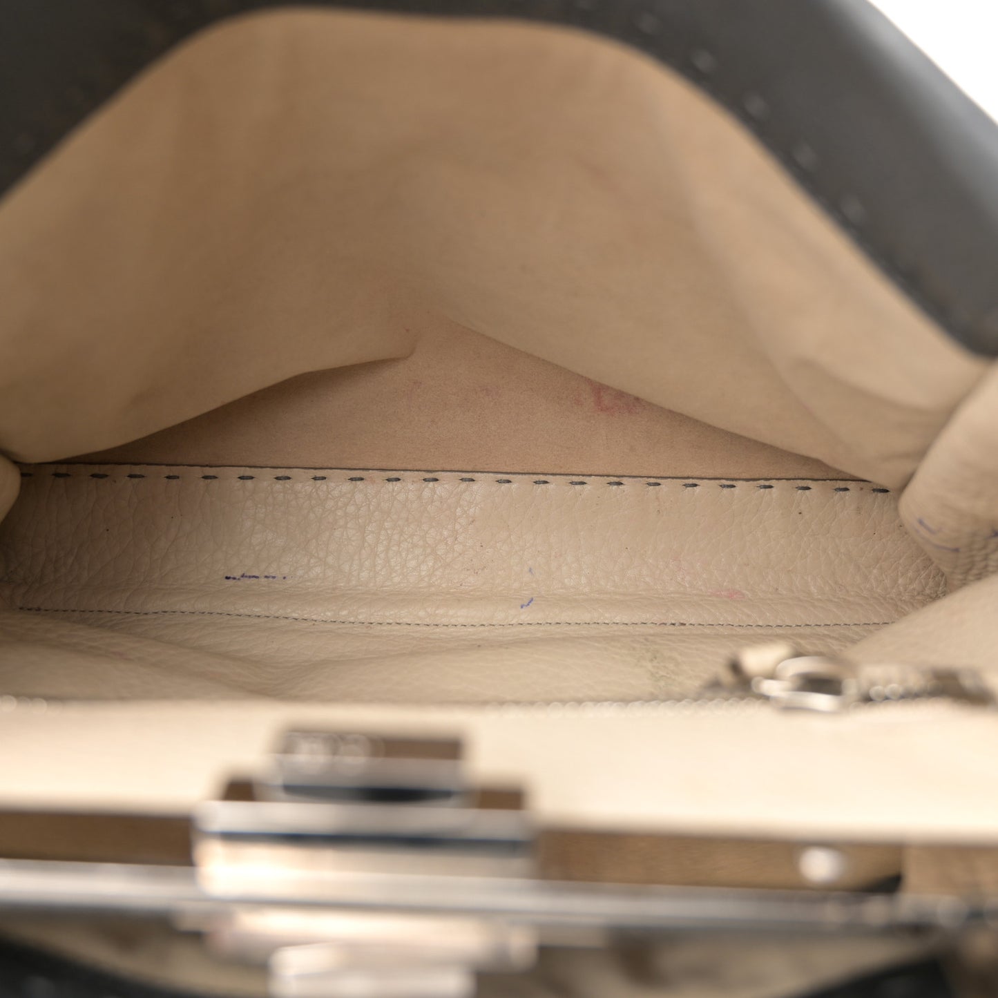 Cuoio Romano Selleria Bi-Color Medium Peekaboo Iconic Satchel Asfalto Latte
