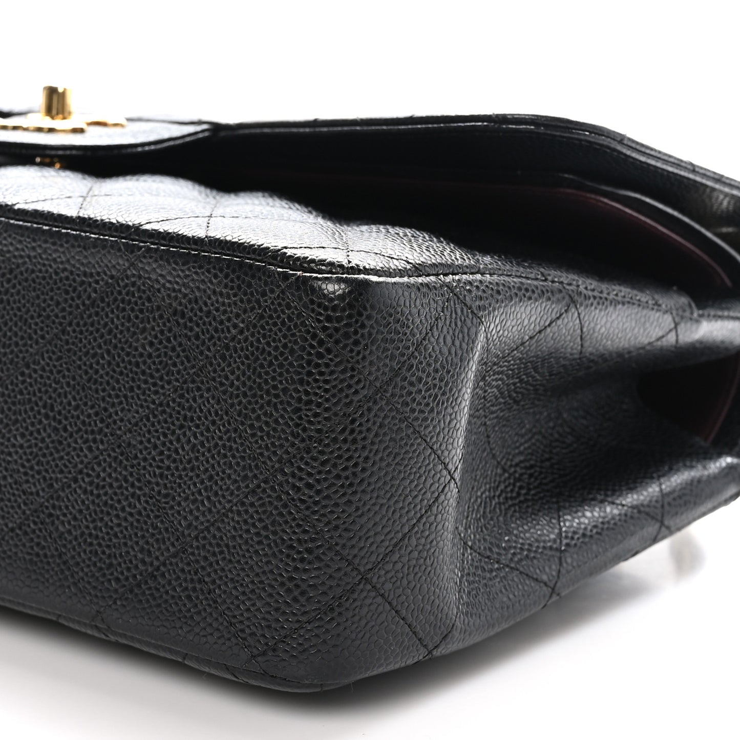 Caviar Quilted Jumbo Double Flap Black