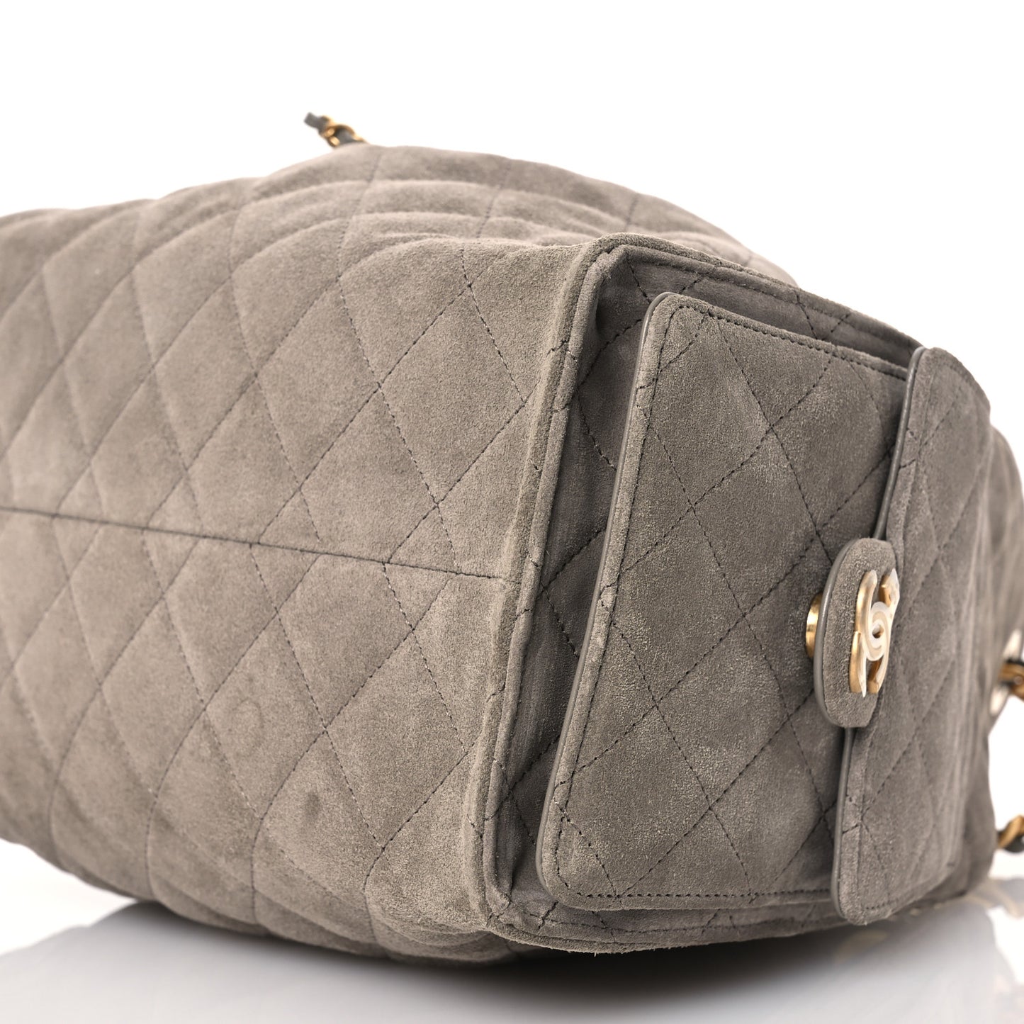 Suede Quilted Small Chanel 25 Handbag Grey