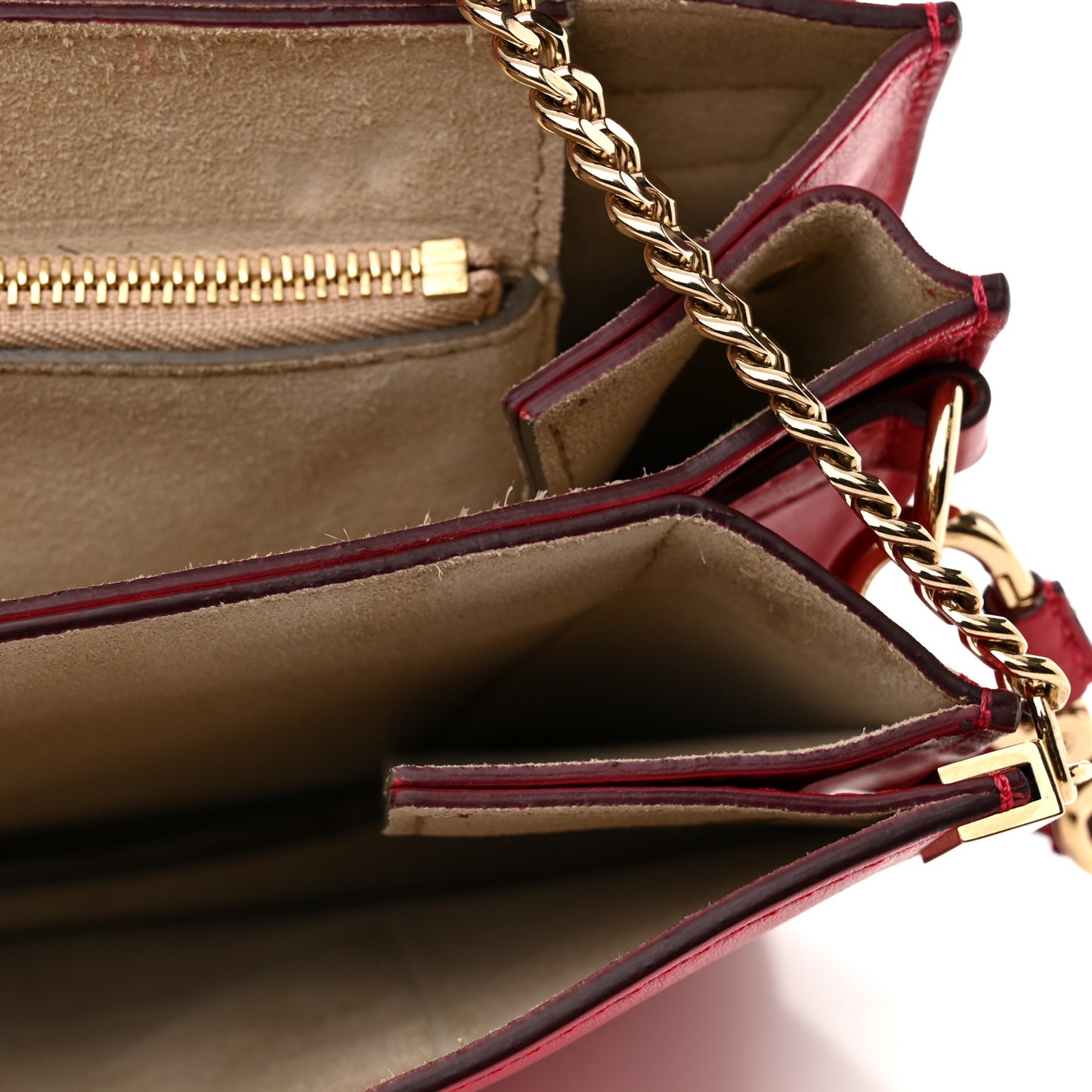 Calfskin Suede Medium Faye Shoulder Bag Red