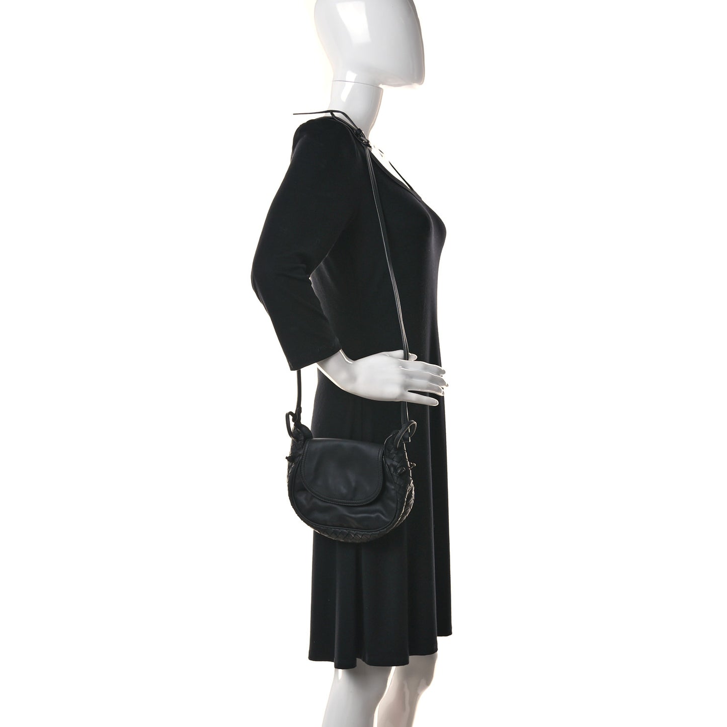 Nappa Intrecciato Small Nodini Flap Crossbody Black