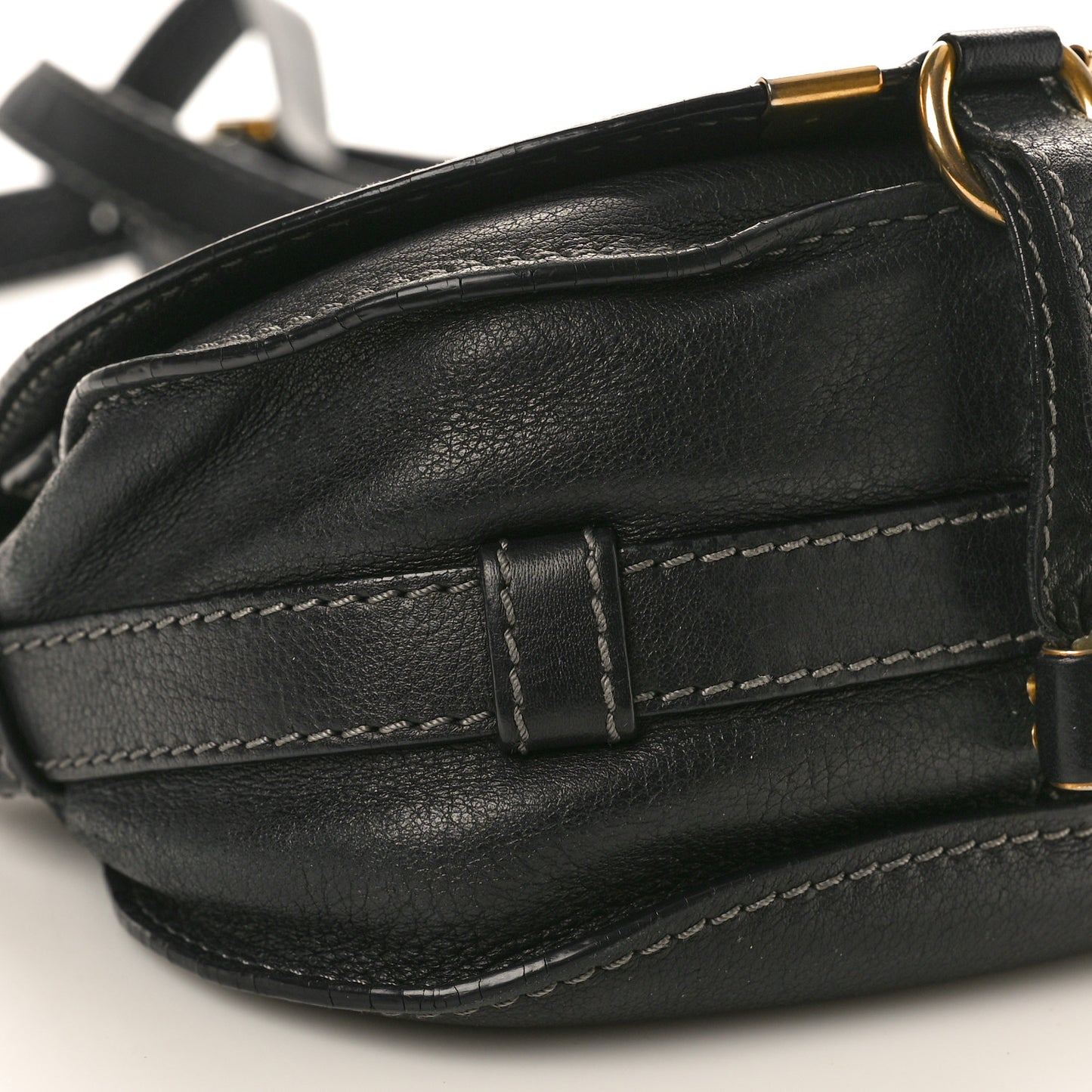 Calfskin Mini Marcie Round Crossbody Bag Black