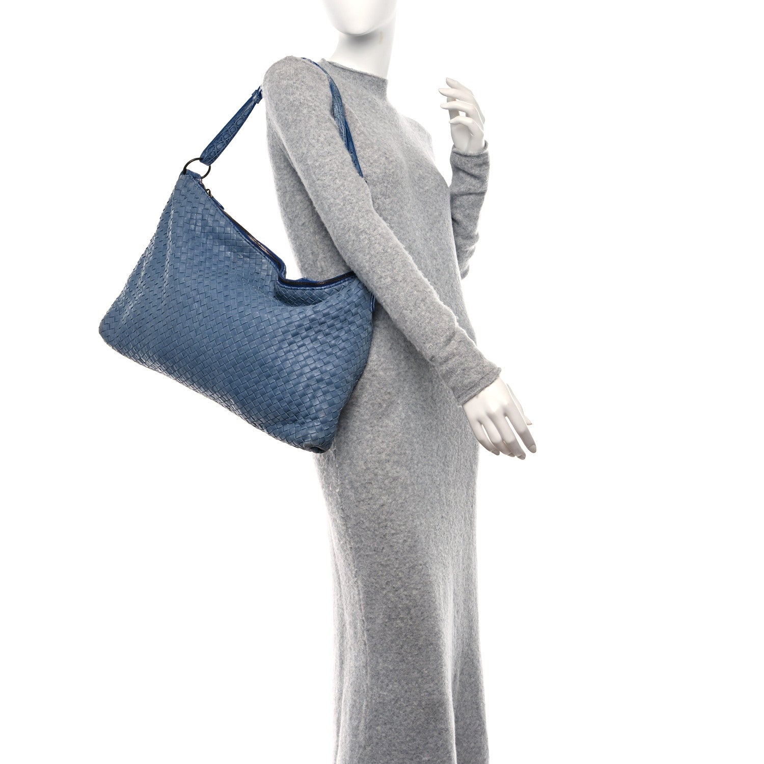 Bottega Veneta Nappa Torchon Alligator Intrecciato Hobo Bag Light Blue 2 of 8