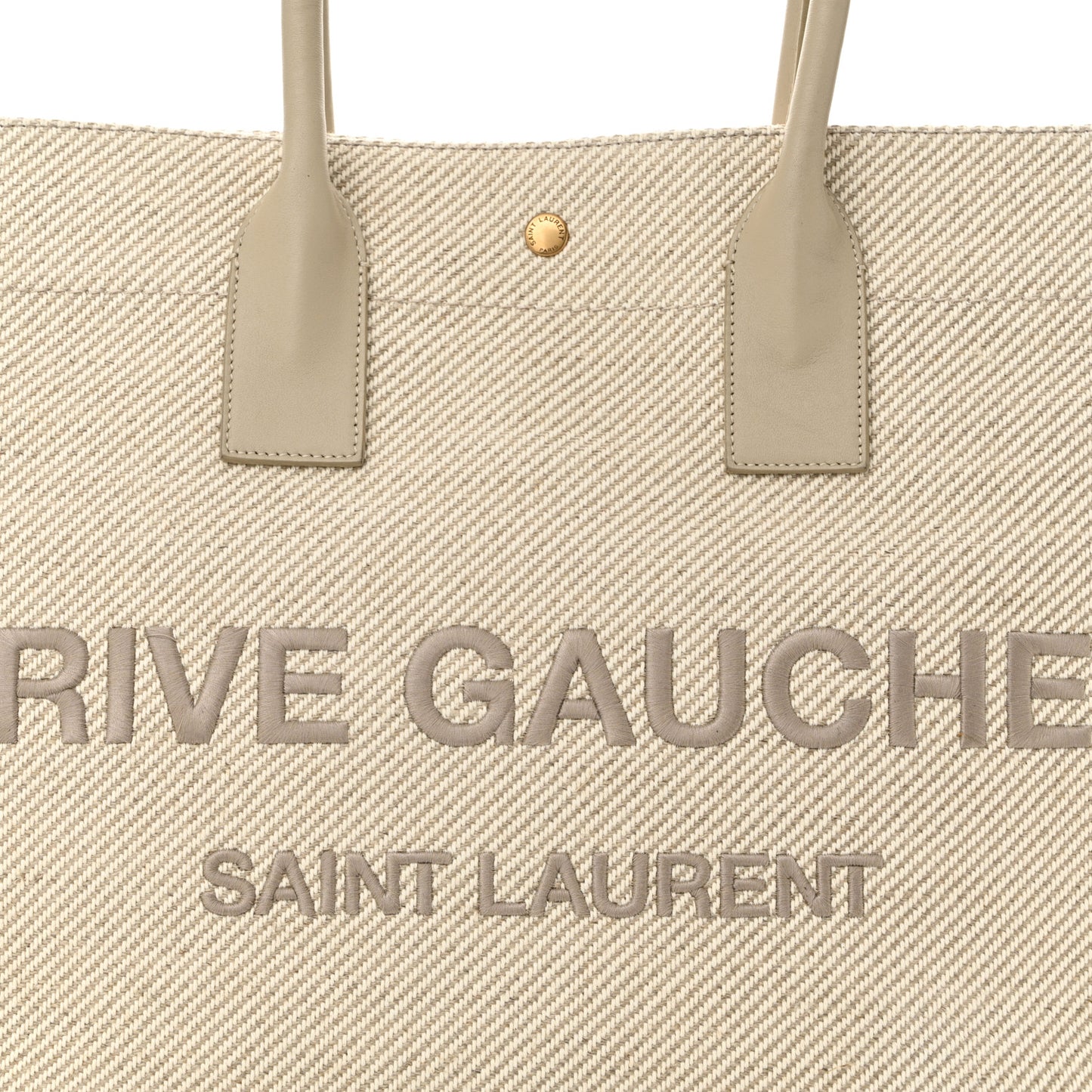 Linen Calfskin Small Rive Gauche Tote Beige Sea Salt