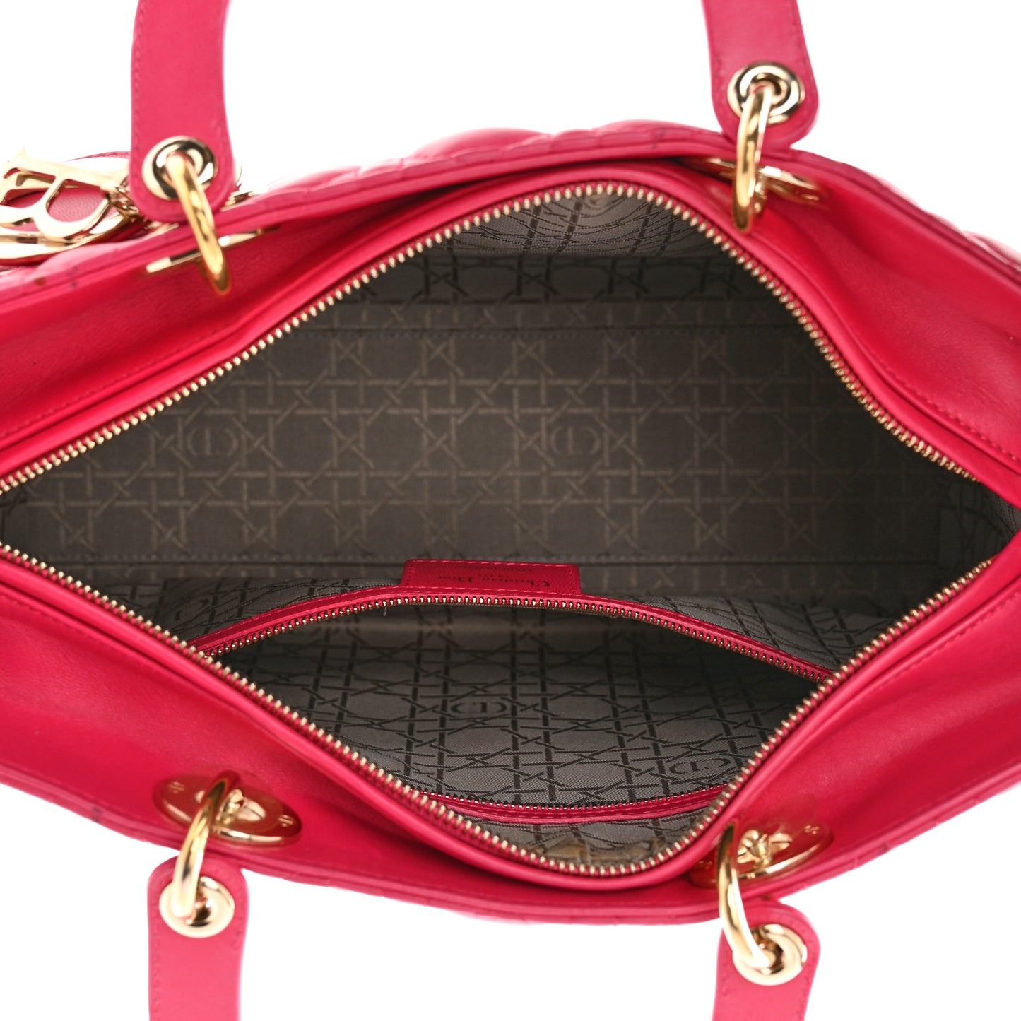 Lambskin Cannage Large Lady Dior Fuchsia