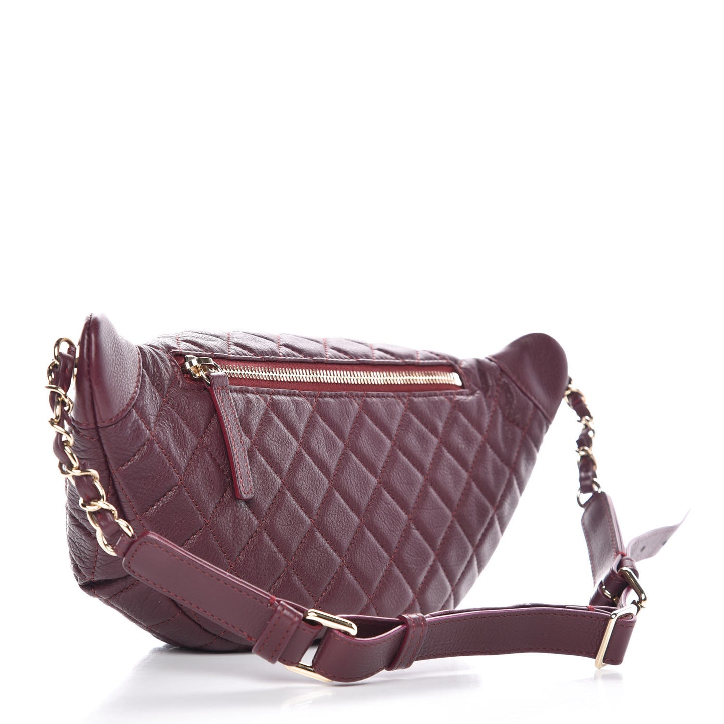 Calfskin Quilted Belt Me Up Waist Bag Burgundy