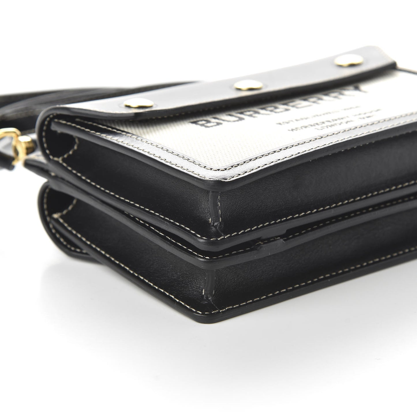 Smooth Calfskin Canvas Horseferry Print Mini Title Bag with Pocket Black