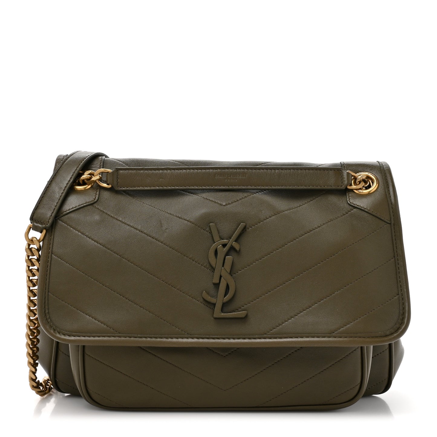 Lambskin Matelasse Monogram Medium Niki Chain Satchel Seawood