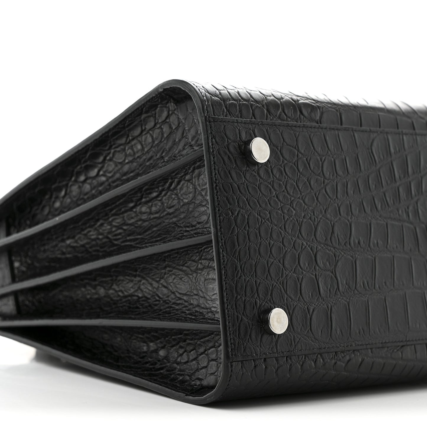 Calfskin Crocodile Embossed Small Sac de Jour Black