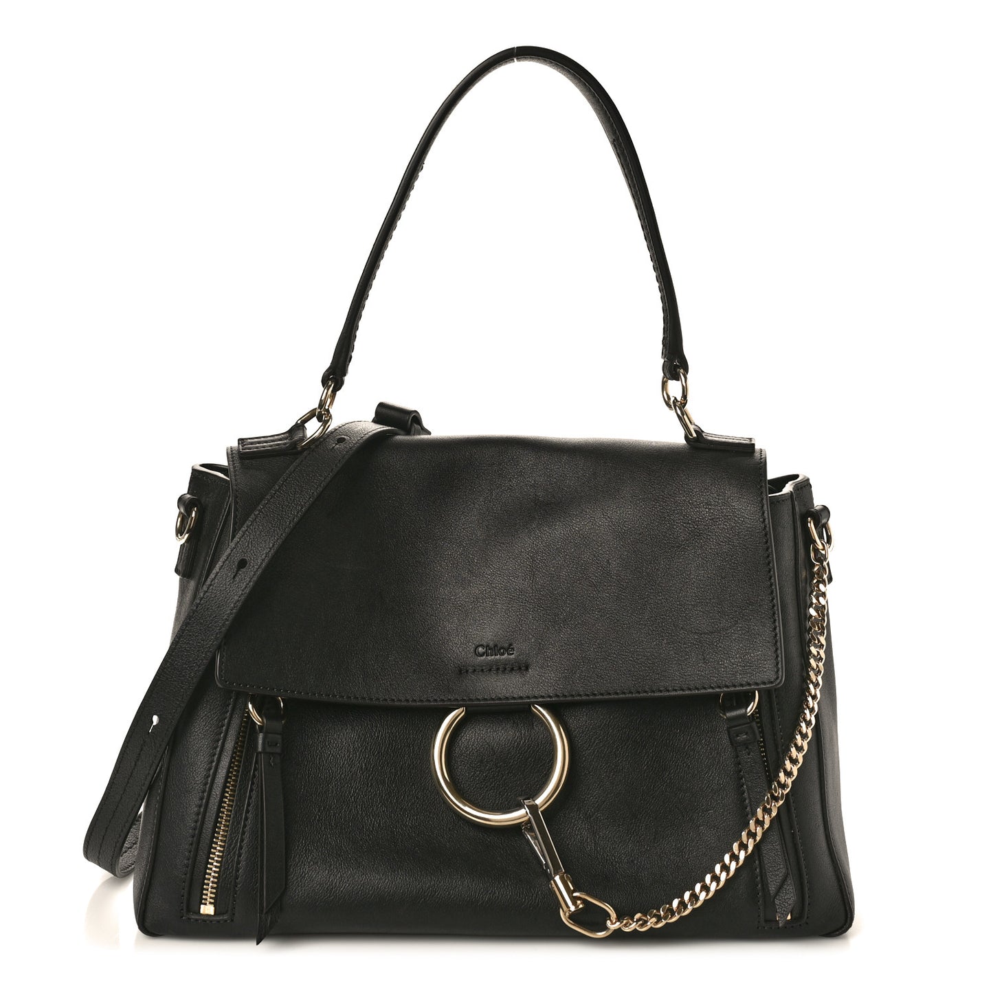 Calfskin Medium Faye Day Shoulder Bag Black