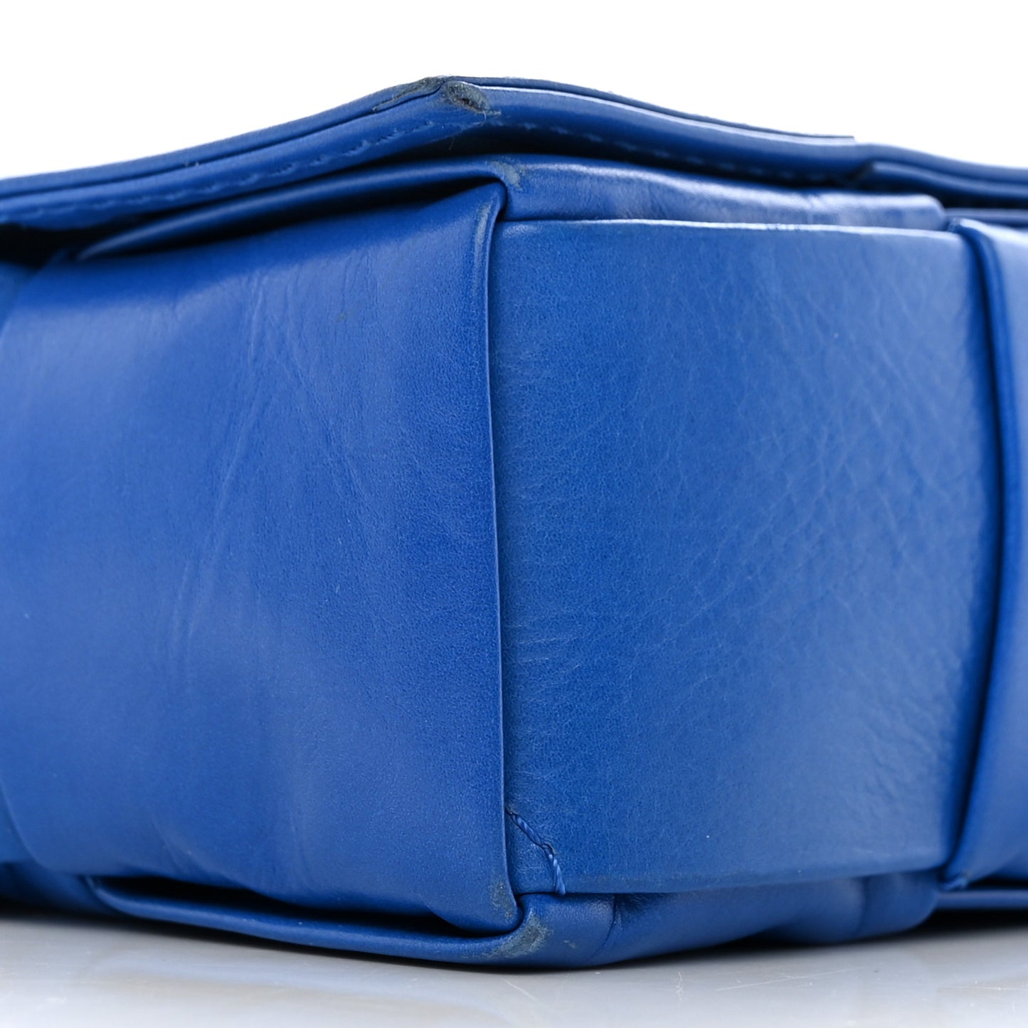 Paper Calfskin Maxi Intreccio Cassette Crossbody Bag Cobalt