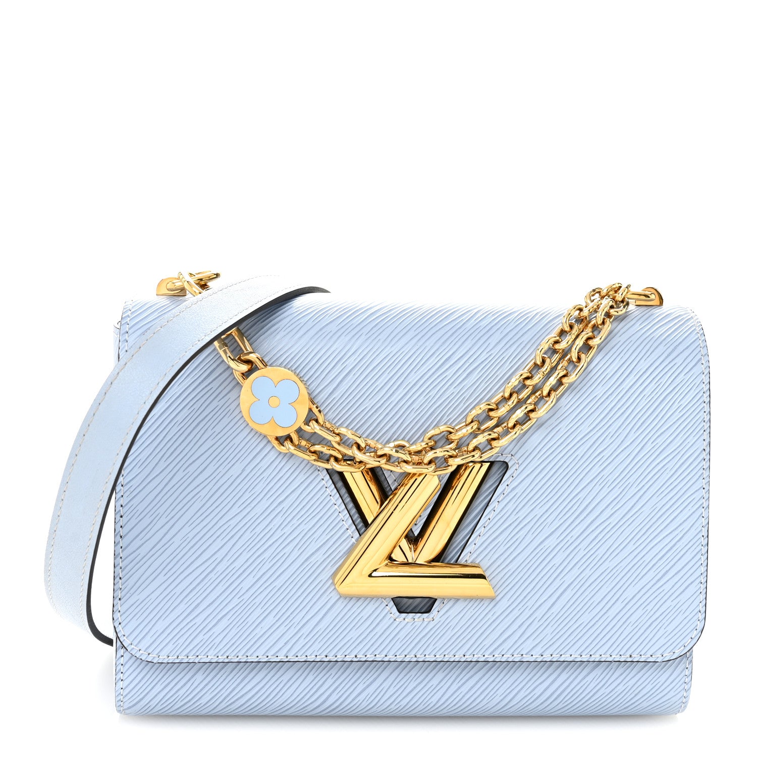 Louis Vuitton Epi Twist Monogram Flower Chain Shoulder Bag MM Blue