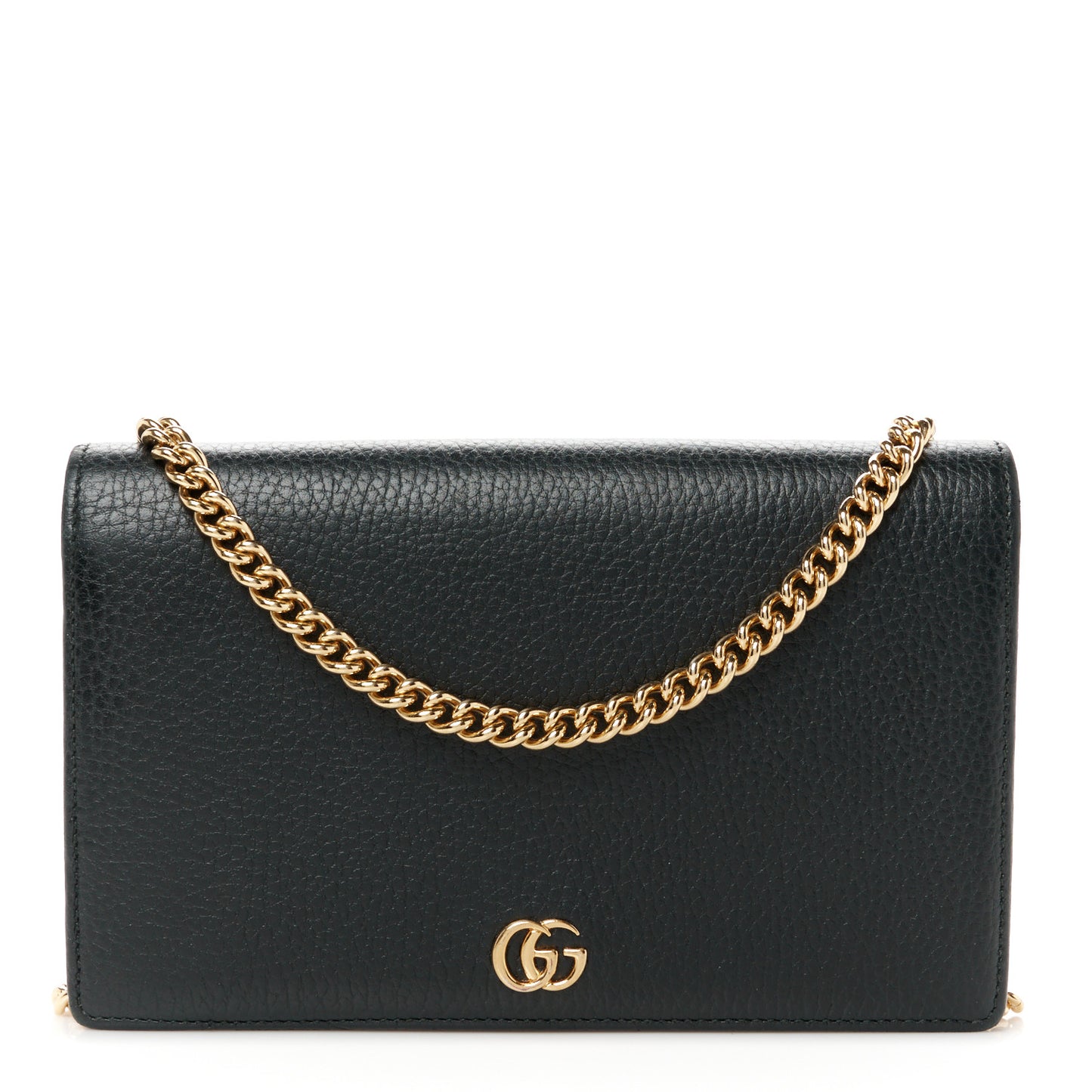 Calfskin Mini GG Marmont Chain Wallet Black