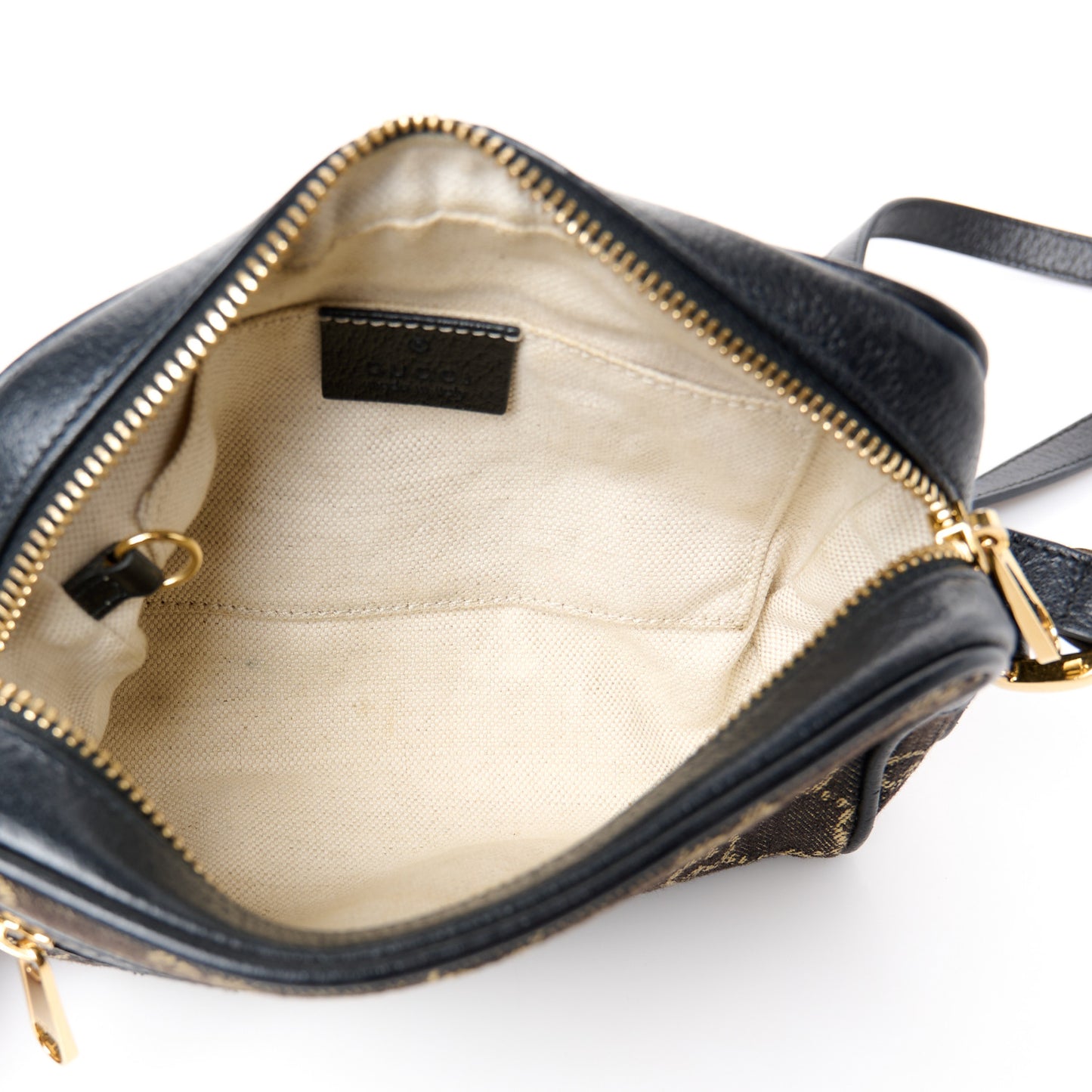 Jacquard Black Denim GG Monogram Textured Dollar Calfskin Mini Ophidia Shoulder Bag Black Ivory
