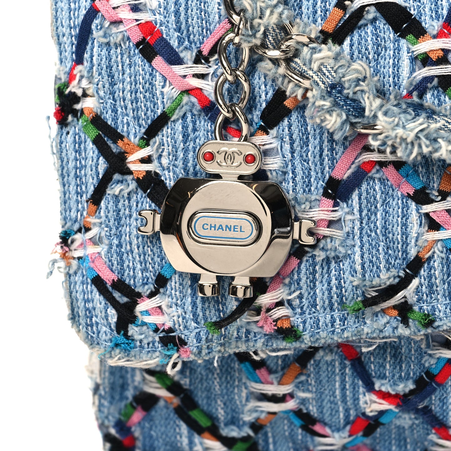 Woven Denim Medium Flap Multicolor