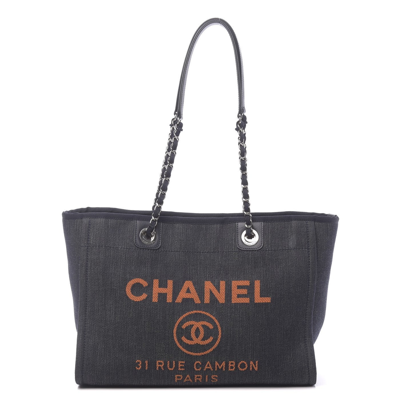 Denim Small Deauville Tote Blue Orange