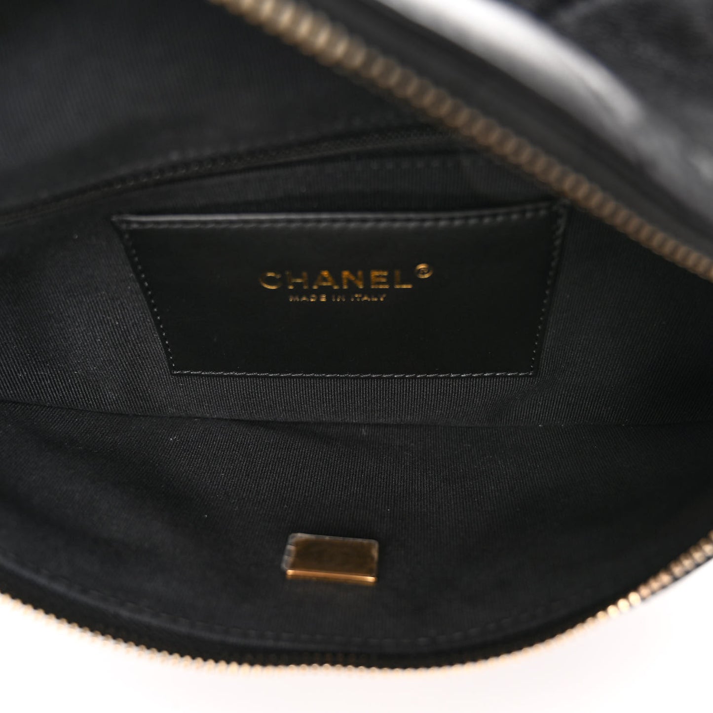 Lambskin Enamel Quilted Waist Bag Black