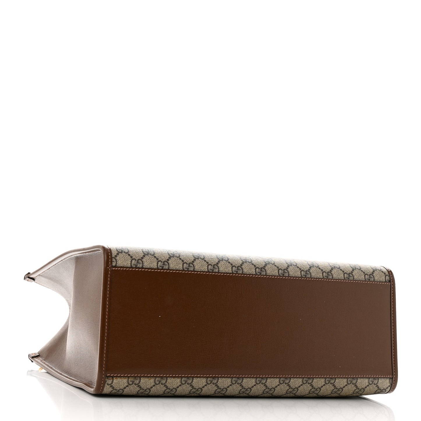 GG Supreme Monogram Azalea Calfskin Medium Retro Interlocking G Tote Bag Beige Ebony Brown Sugar