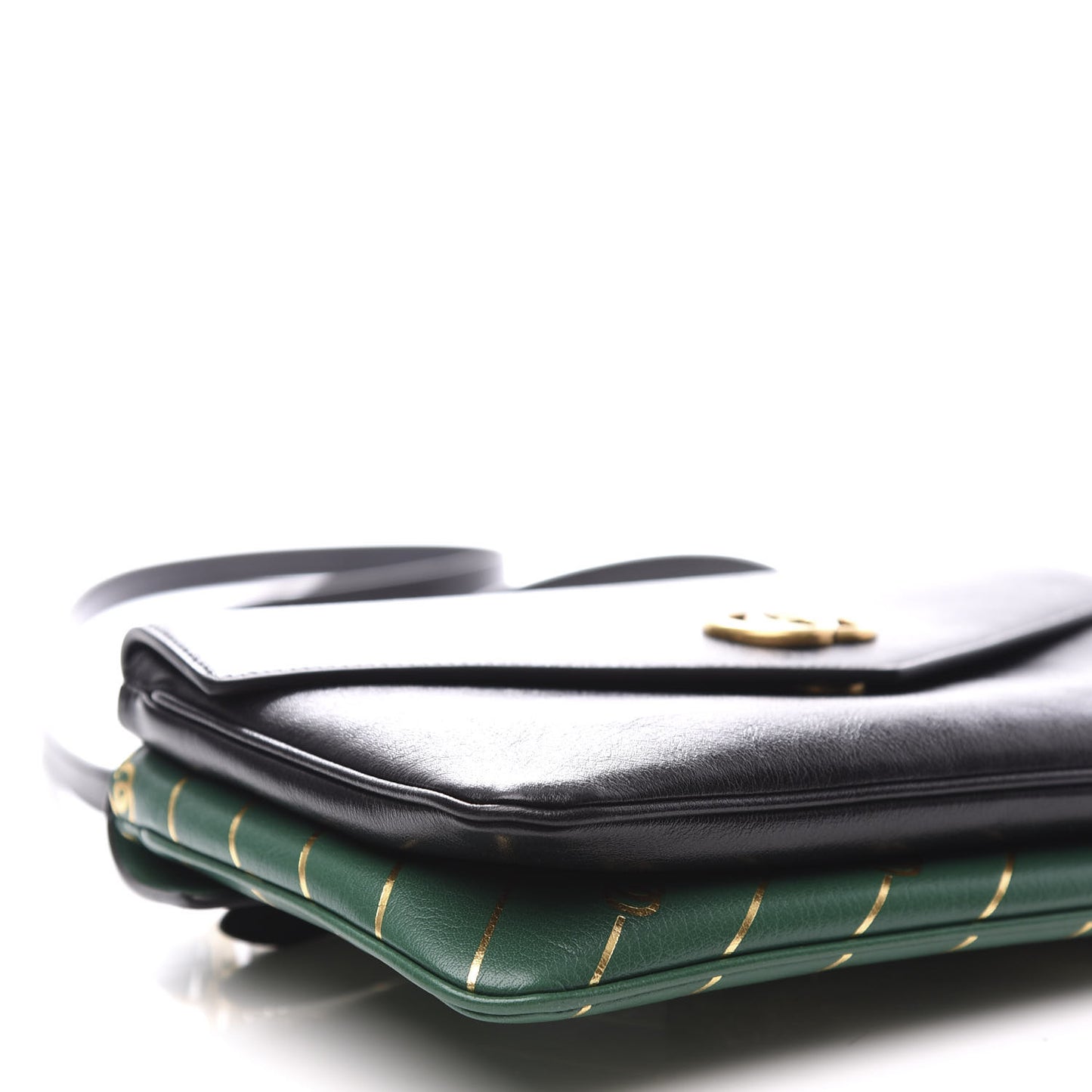 Calfskin Diagonal GG Medium Thiara Double Envelope Shoulder Bag Emerald Green Black