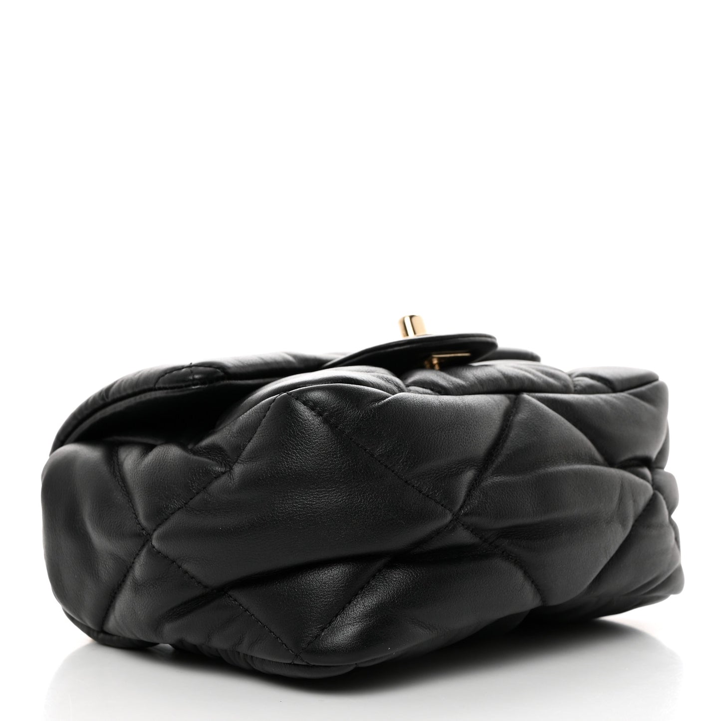 Calfskin Quilted Mini Square Bubbly Flap Black
