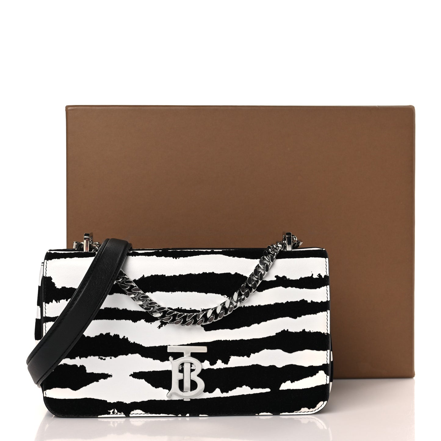 Calfskin Zebra Print Lola Bag Black White