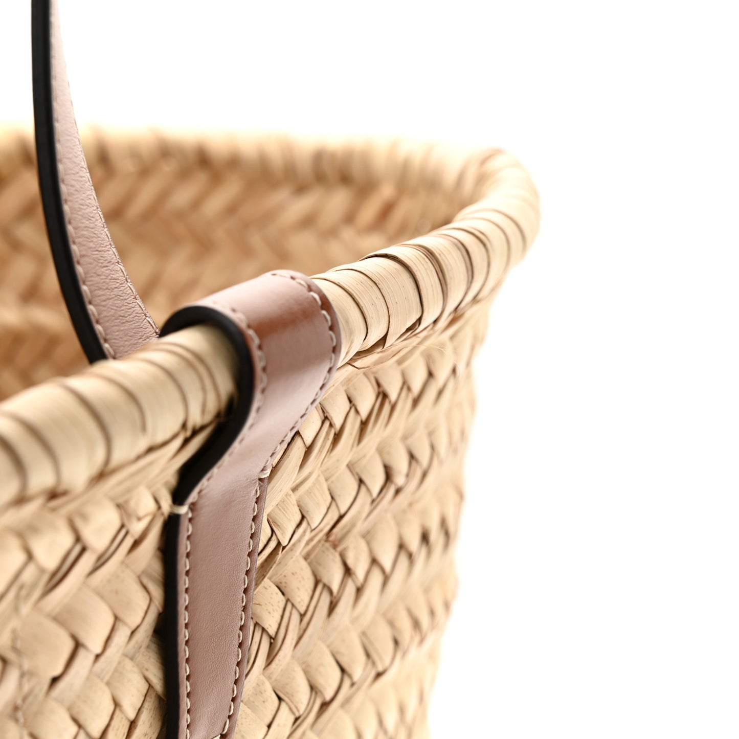 Raffia Calfskin Triomphe Medium Panier Tan