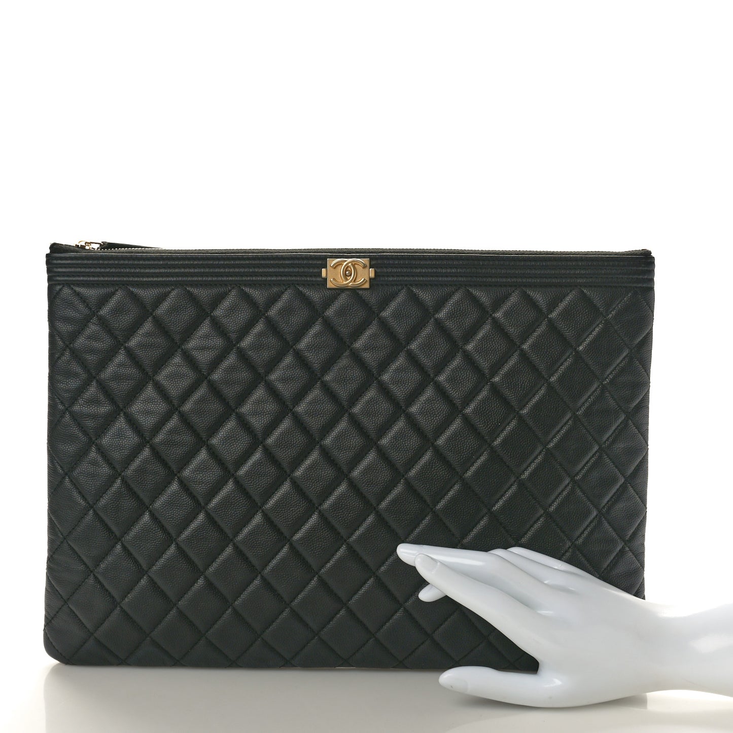 Caviar Quilted Large Boy Cosmetic Case Black