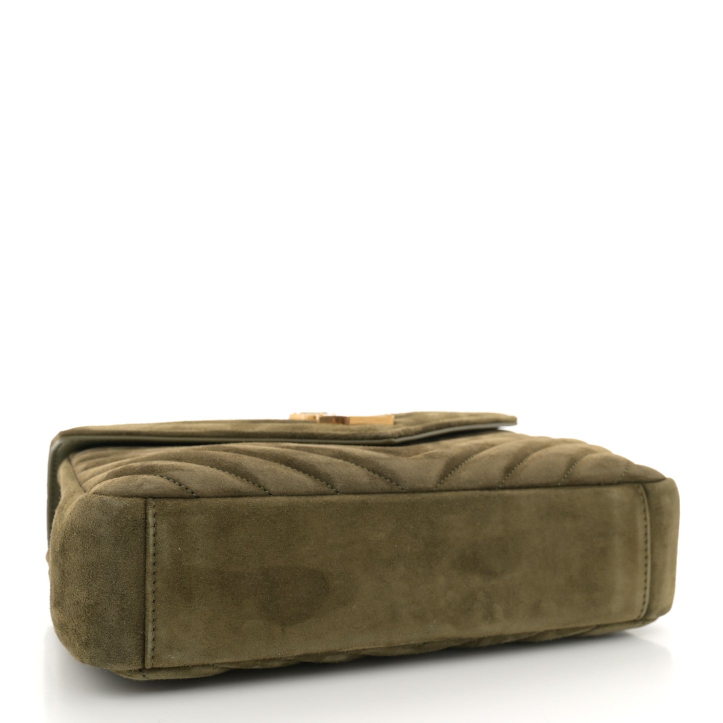 Suede Matelasse Chevron Monogram Medium College Bag Loden Green