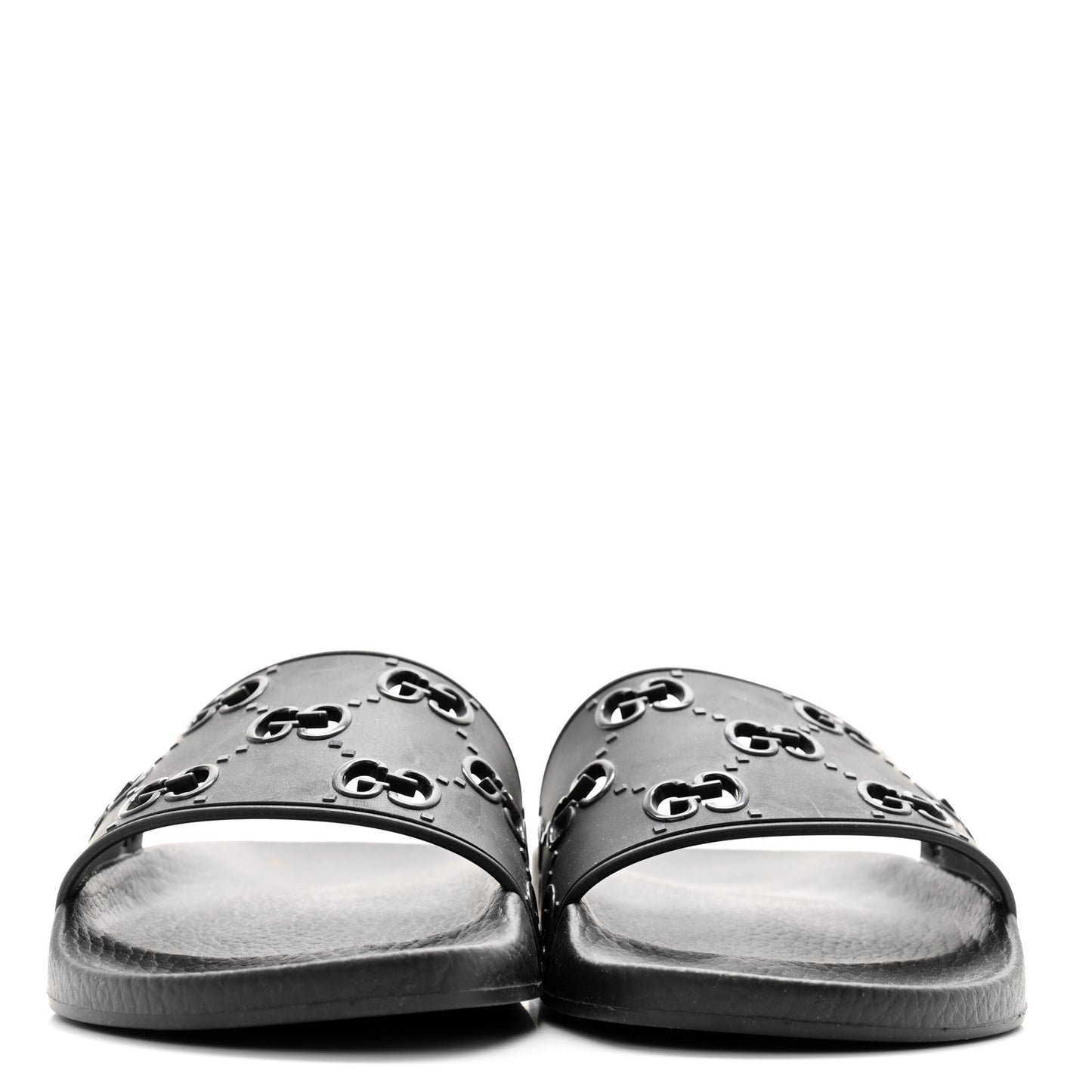 Rubber GG Monogram Perforated Womens Slide Sandals 40 Black