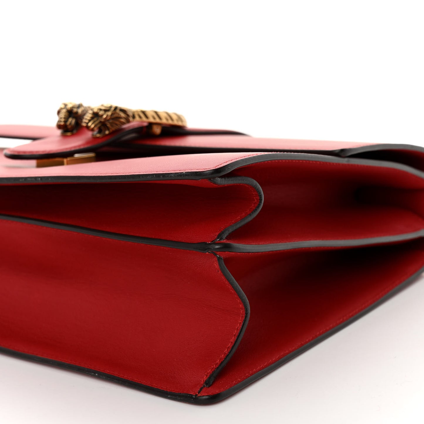 Moon Calfskin Web Large Dionysus Bamboo Top Handle Bag Hibiscus Red