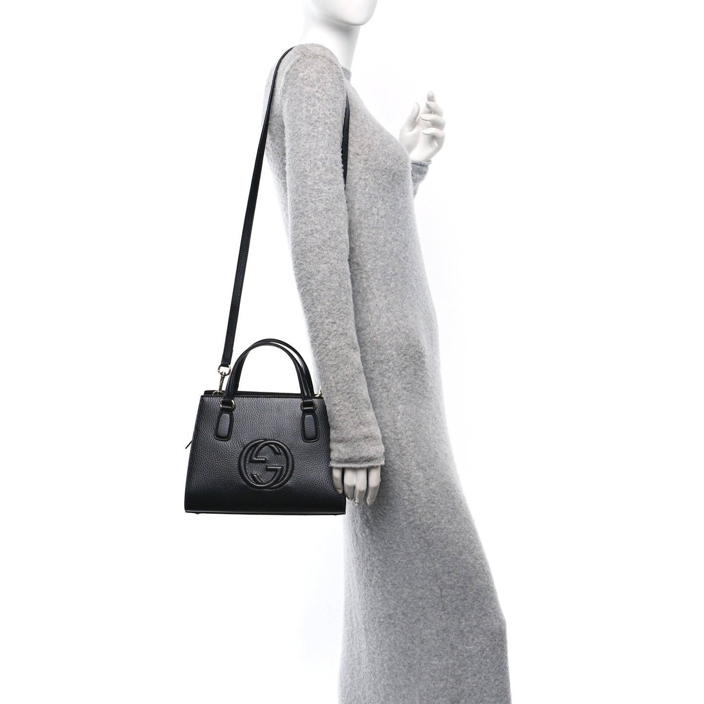 Dollar Calfskin Medium Soho Top Handle Satchel Black