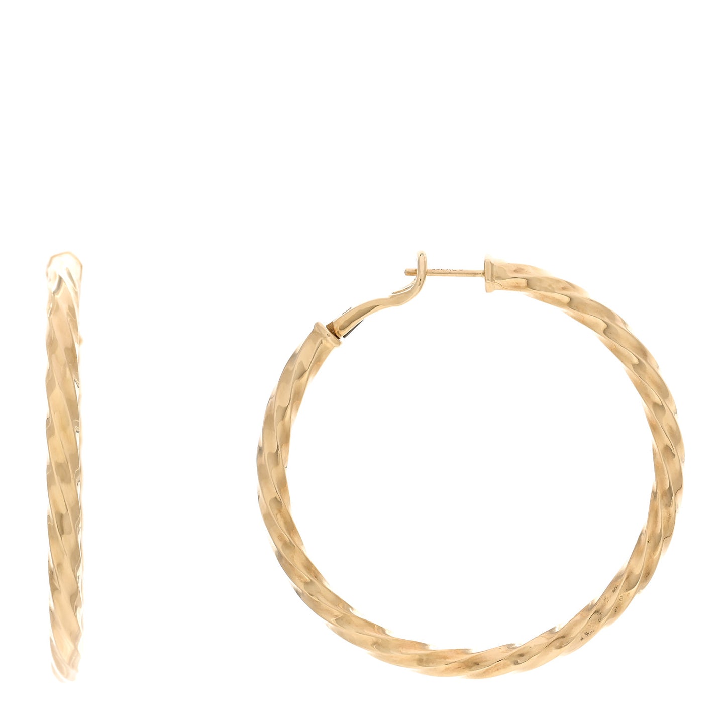 18K Yellow Gold Cable Edge Hoop Earrings