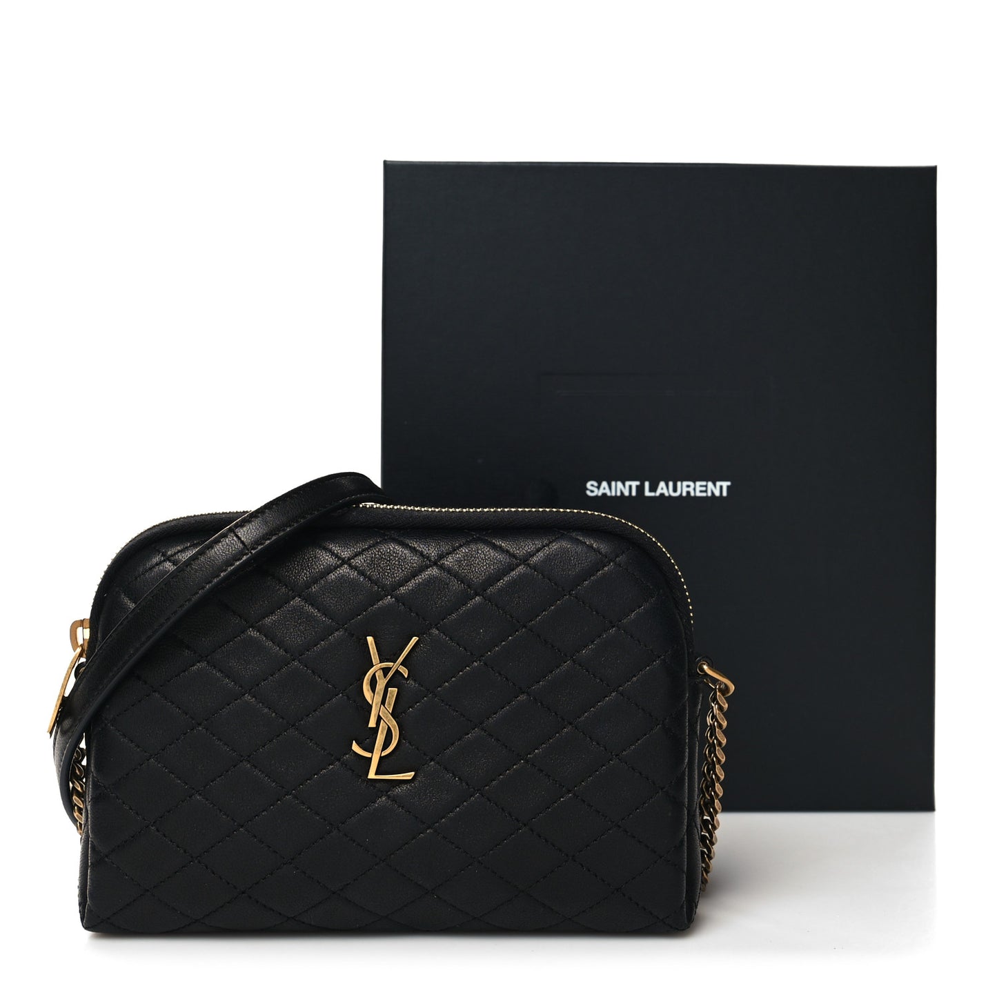 Lambskin Quilted Gaby Zipped Pouch Black