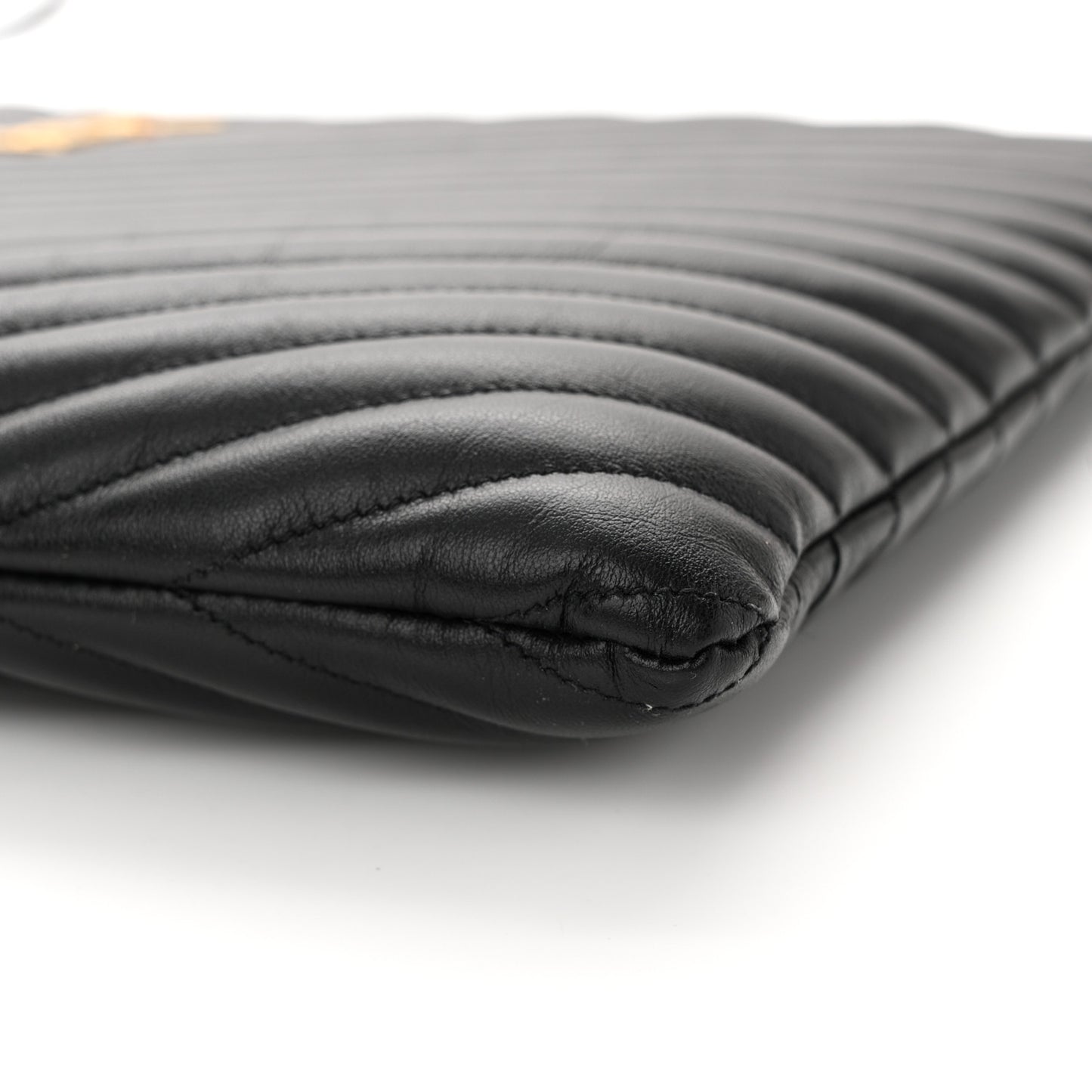 Calfskin Matelasse Chevron Monogram Document Holder Black