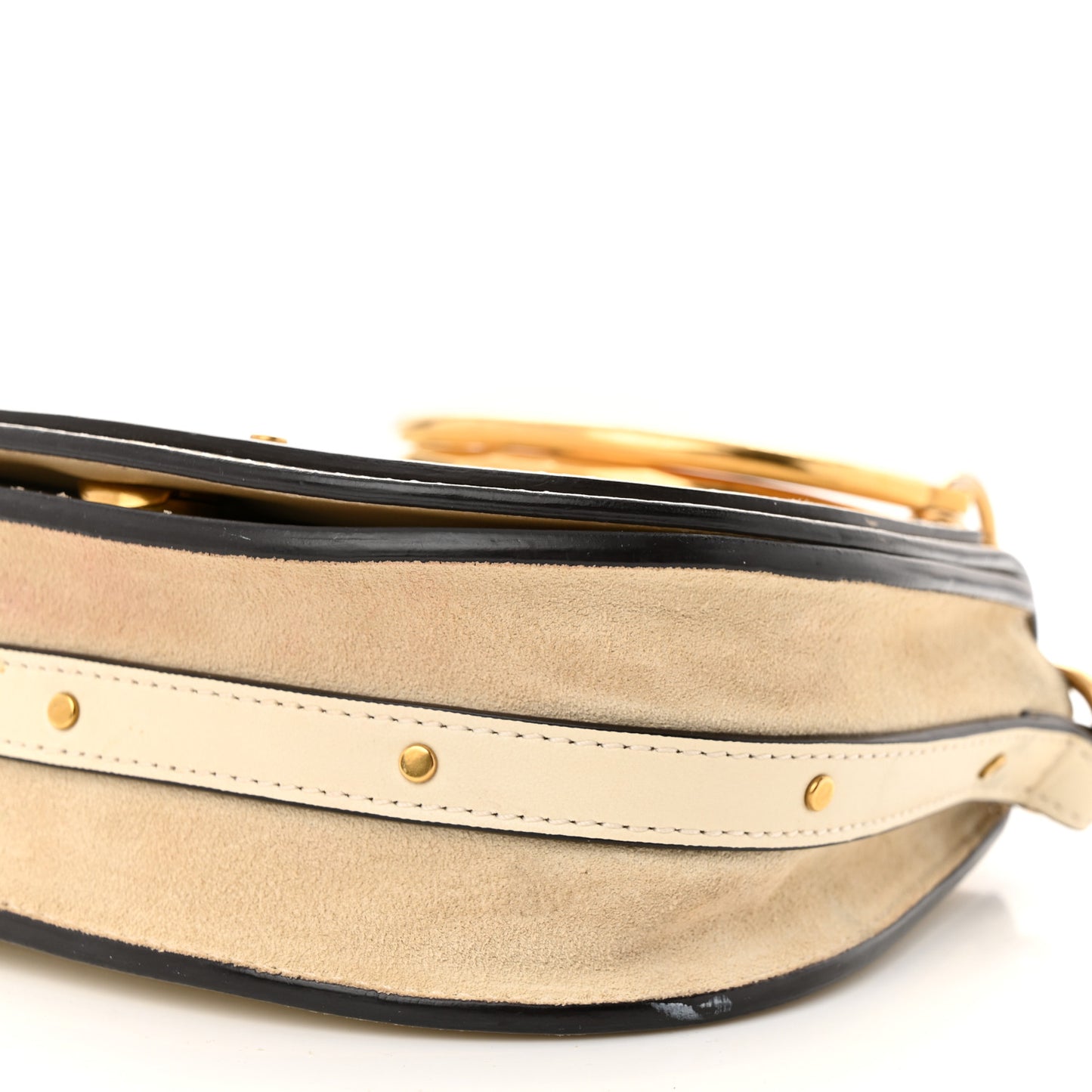 Calfskin Suede Small Nile Bracelet Bag Off White