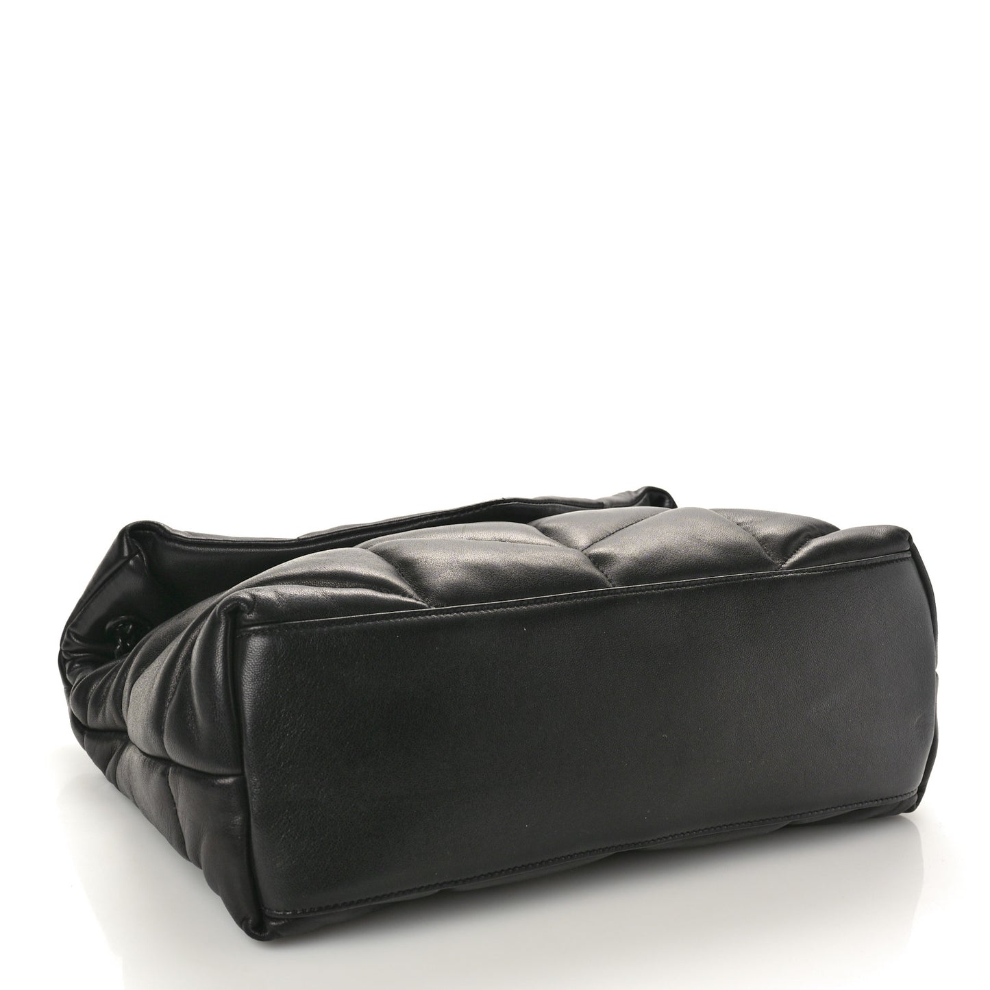 Lambskin Quilted Monogram Monochrome Medium Loulou Puffer Chain Satchel Black