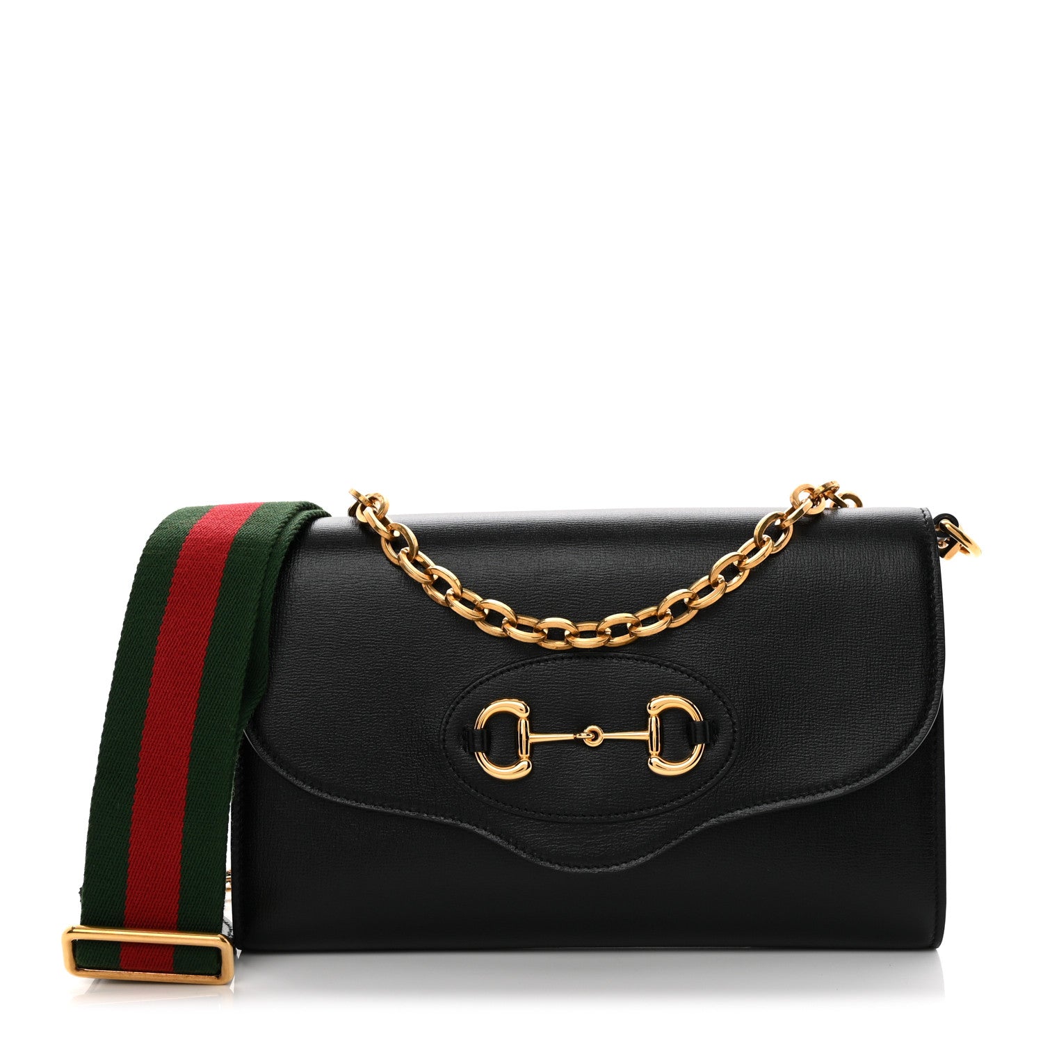 Gucci Azalea Calfskin Web Small Horsebit 1955 Crossbody Bag Black