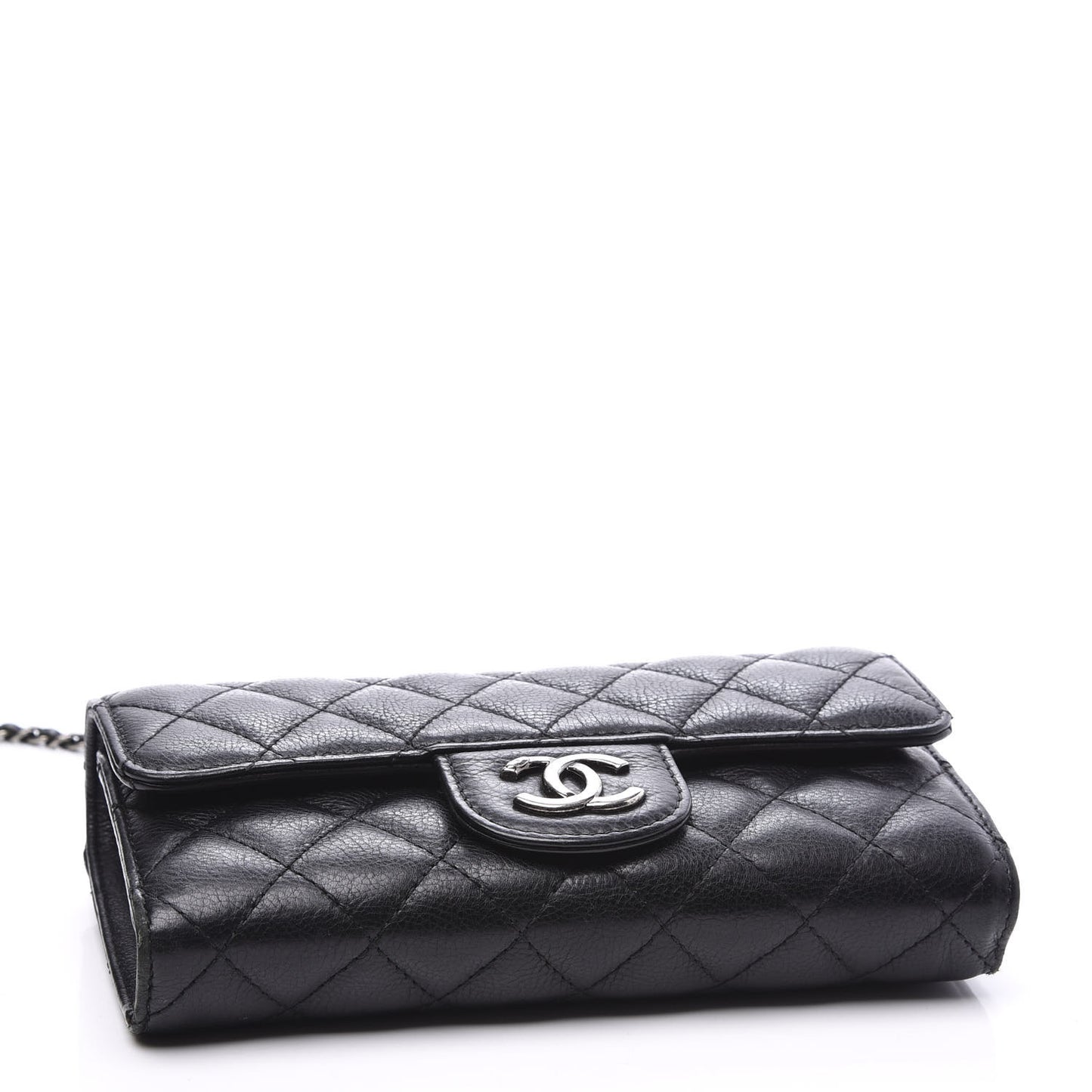 Calfskin Quilted CC Waiter Clutch Clutch With Chain Black