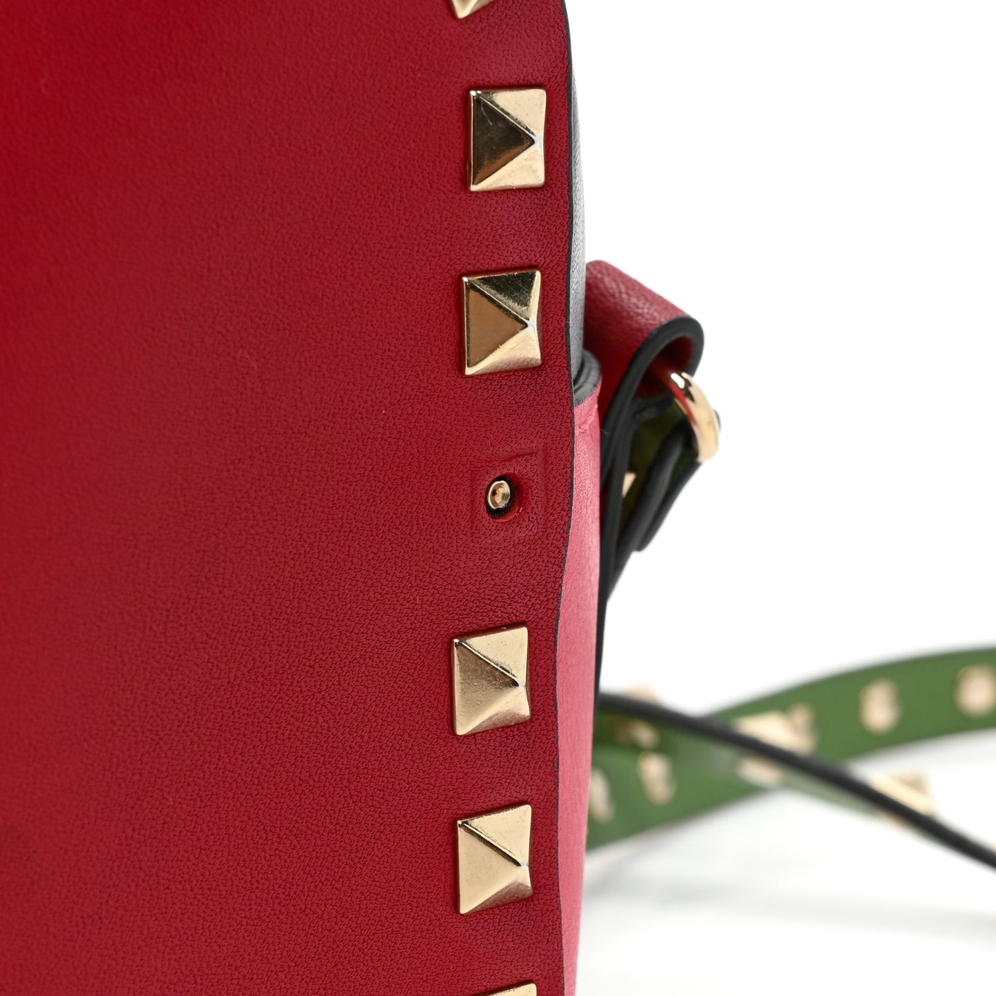 Vitello Colorblock Rockstud Camera Crossbody Bag Deep Rose Clover
